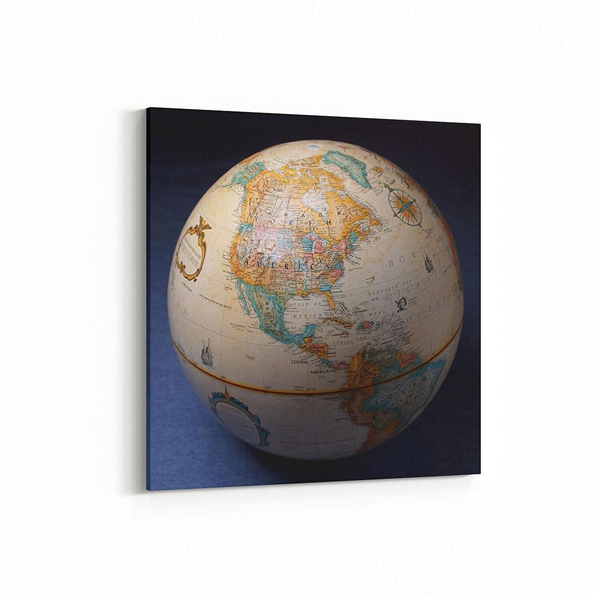 Olla 16194K Harita Görseli Kare Kanvas Tablo (Ölçü: 25X25)