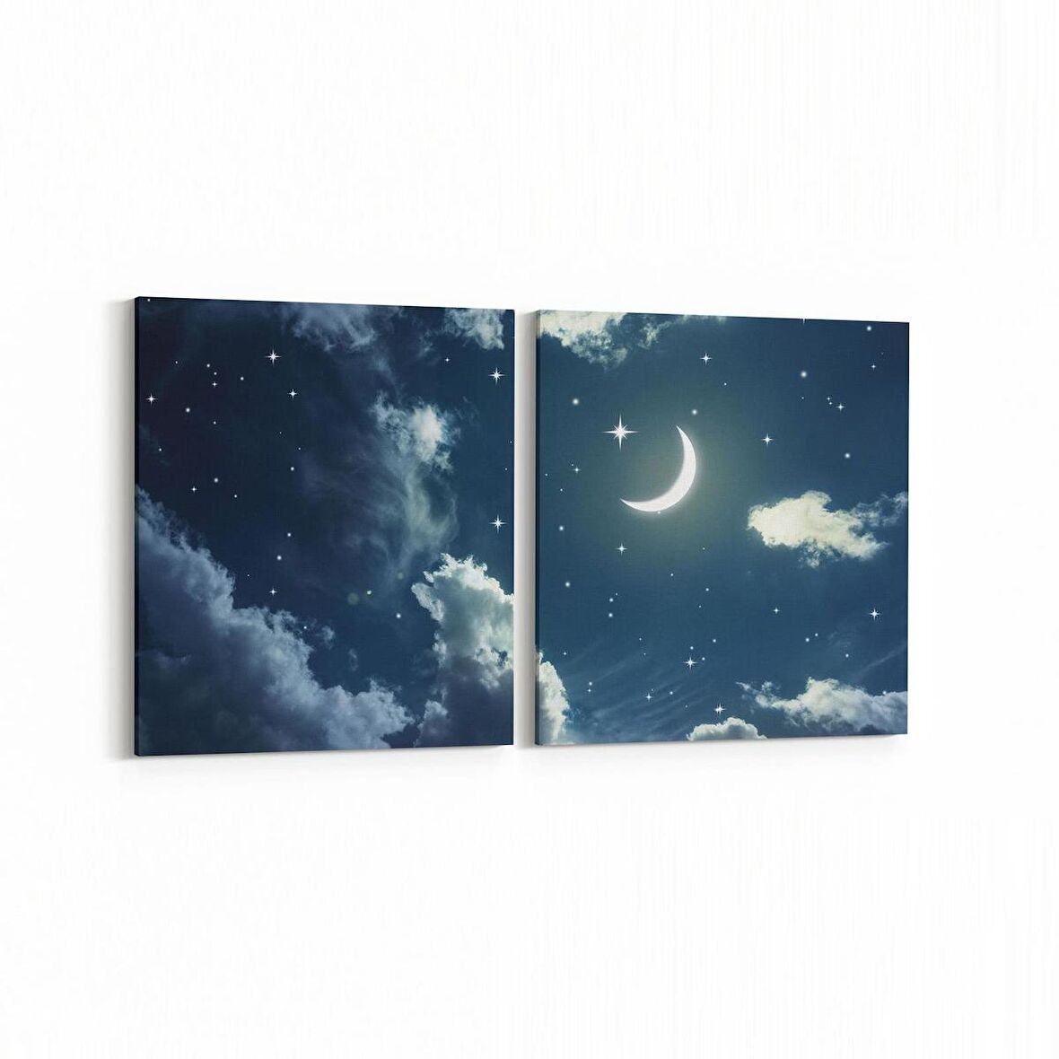 Olla 14714K2Y Gece Gökyüzü Görseli Kare 2'li Yatay Kanvas Tablo (Ölçü: 125X60)