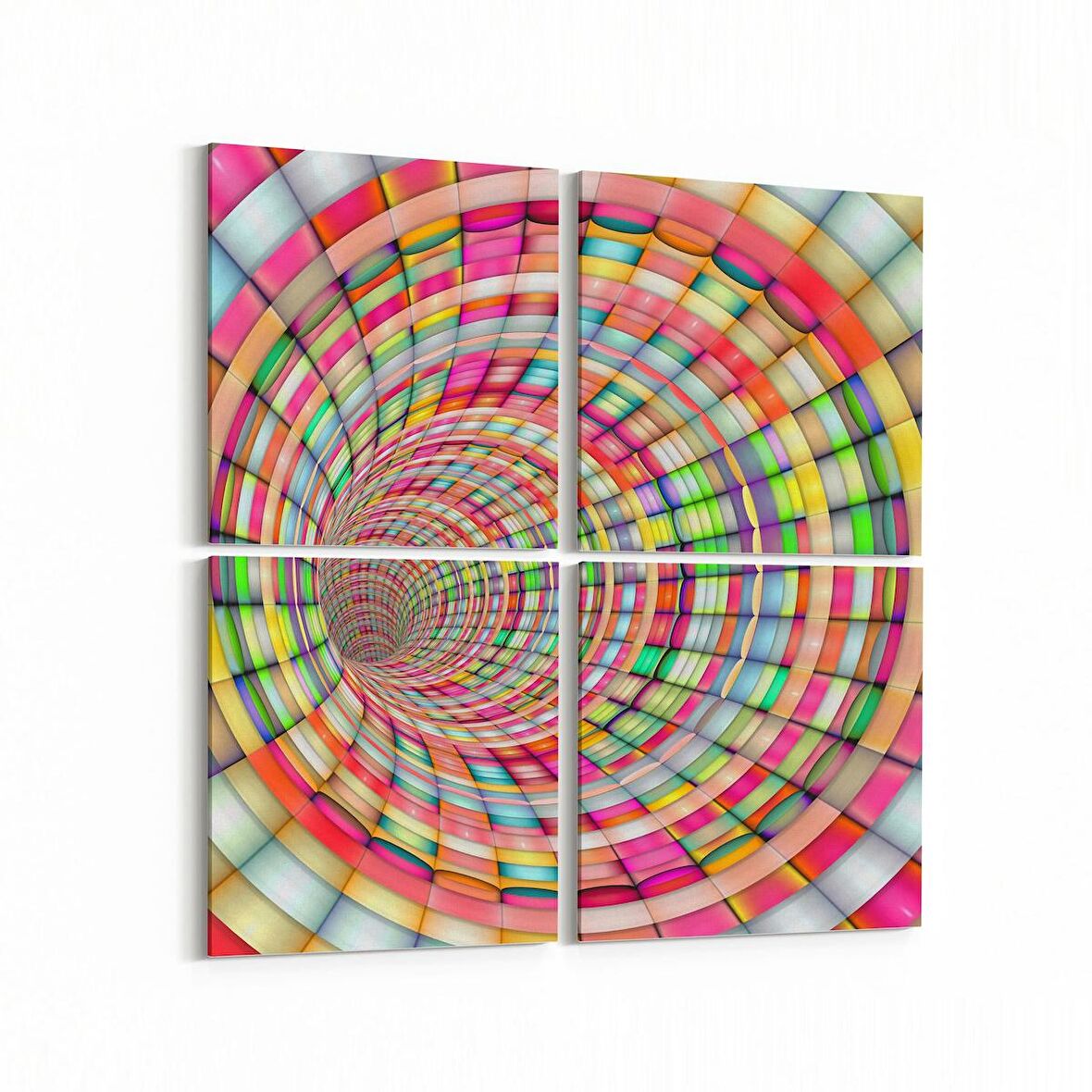 Olla 10237K4 Abstract Girdap Görsel Kare 4'lü Kanvas Tablo (Ölçü: 65X65)