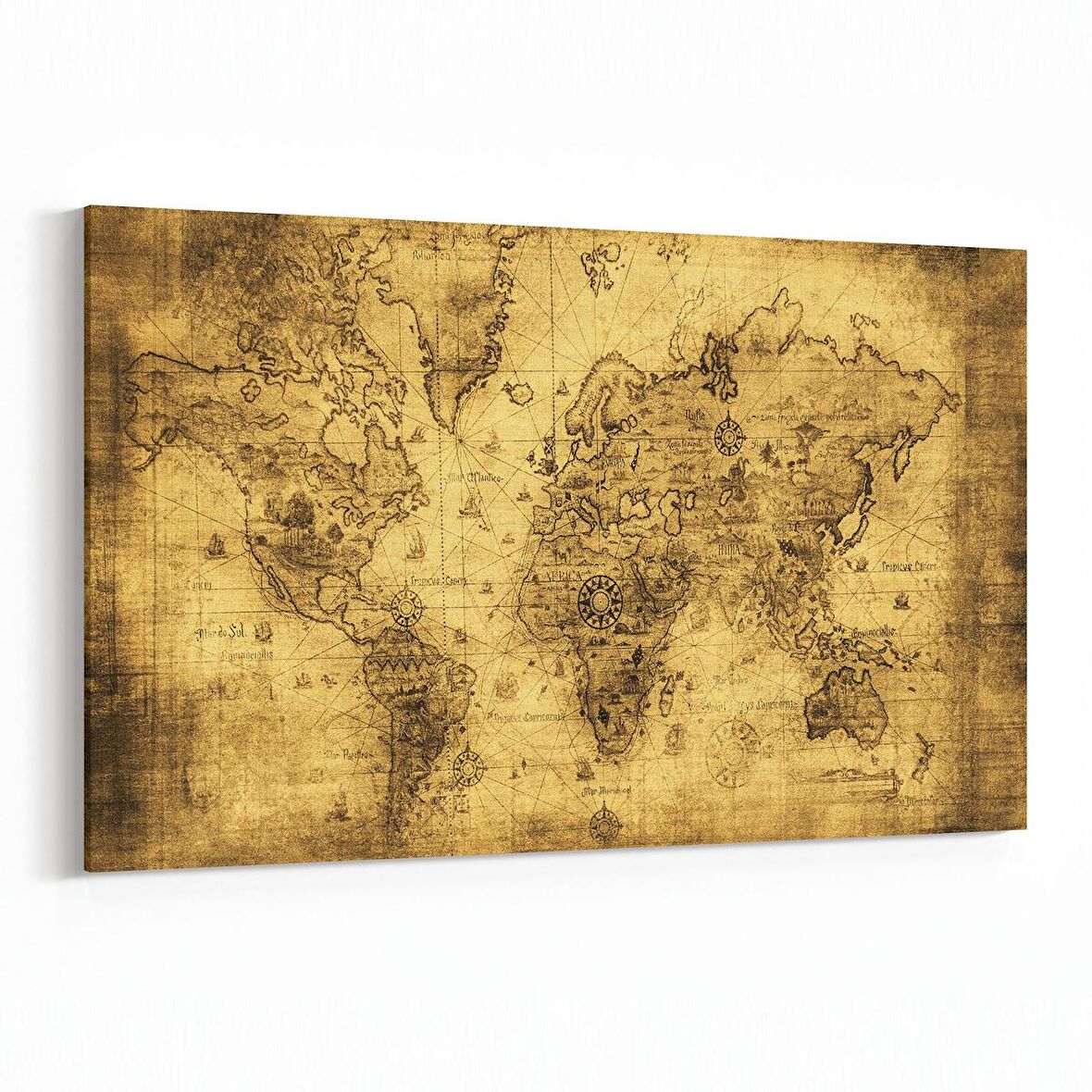 Olla 16206Y Harita Görseli Yatay Kanvas Tablo (Ölçü: 150X100)