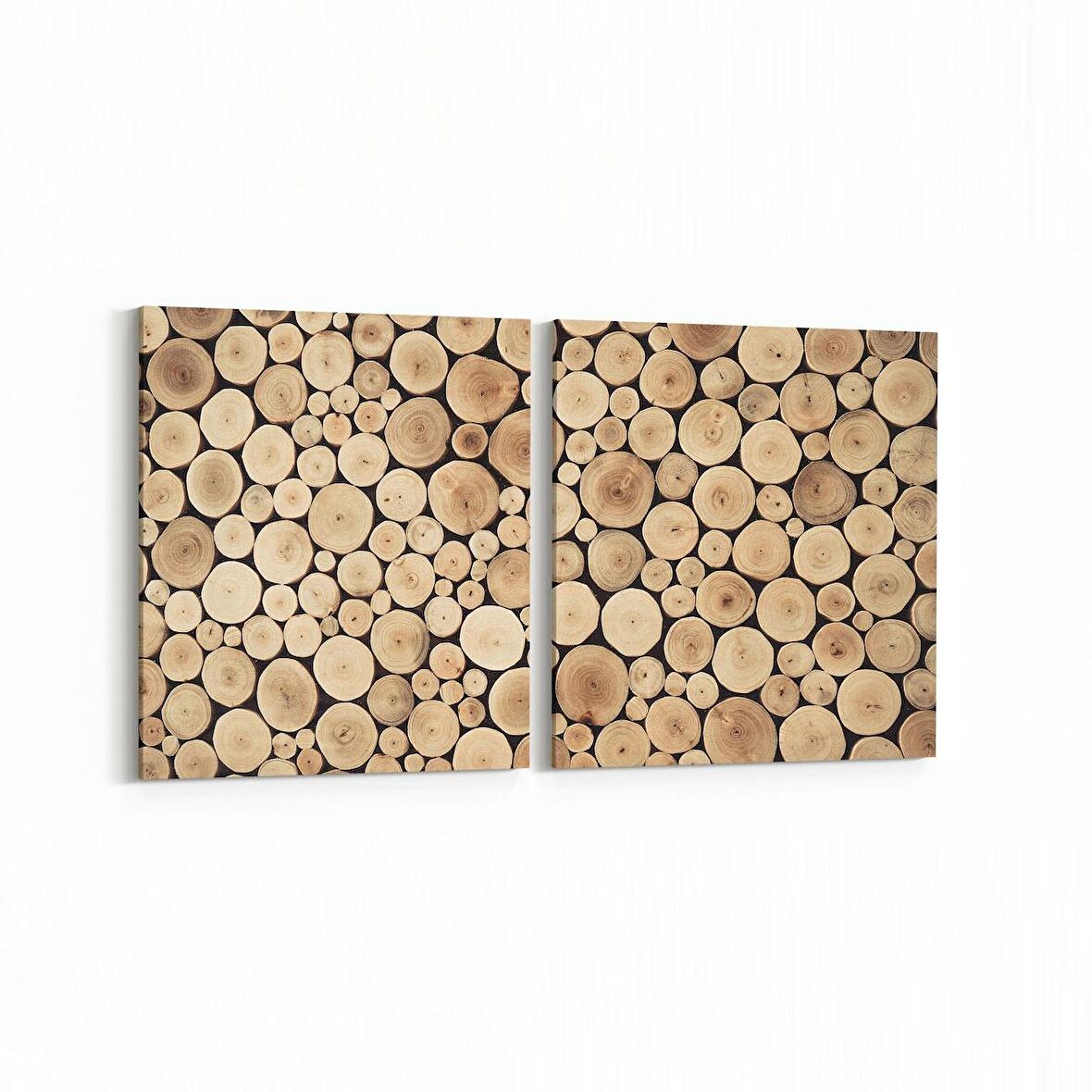 Olla 12006K2Y Ahşap Desen Görseli Kare 2'li Yatay Kanvas Tablo (Ölçü: 85X40)
