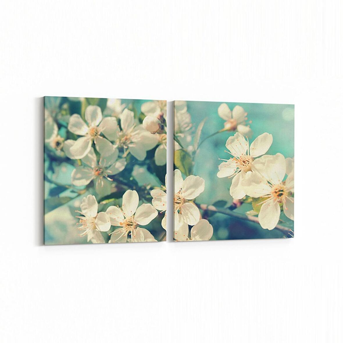 Olla 11034K2Y Ağaç Görseli Kare 2'li Yatay Kanvas Tablo (Ölçü: 85X40)