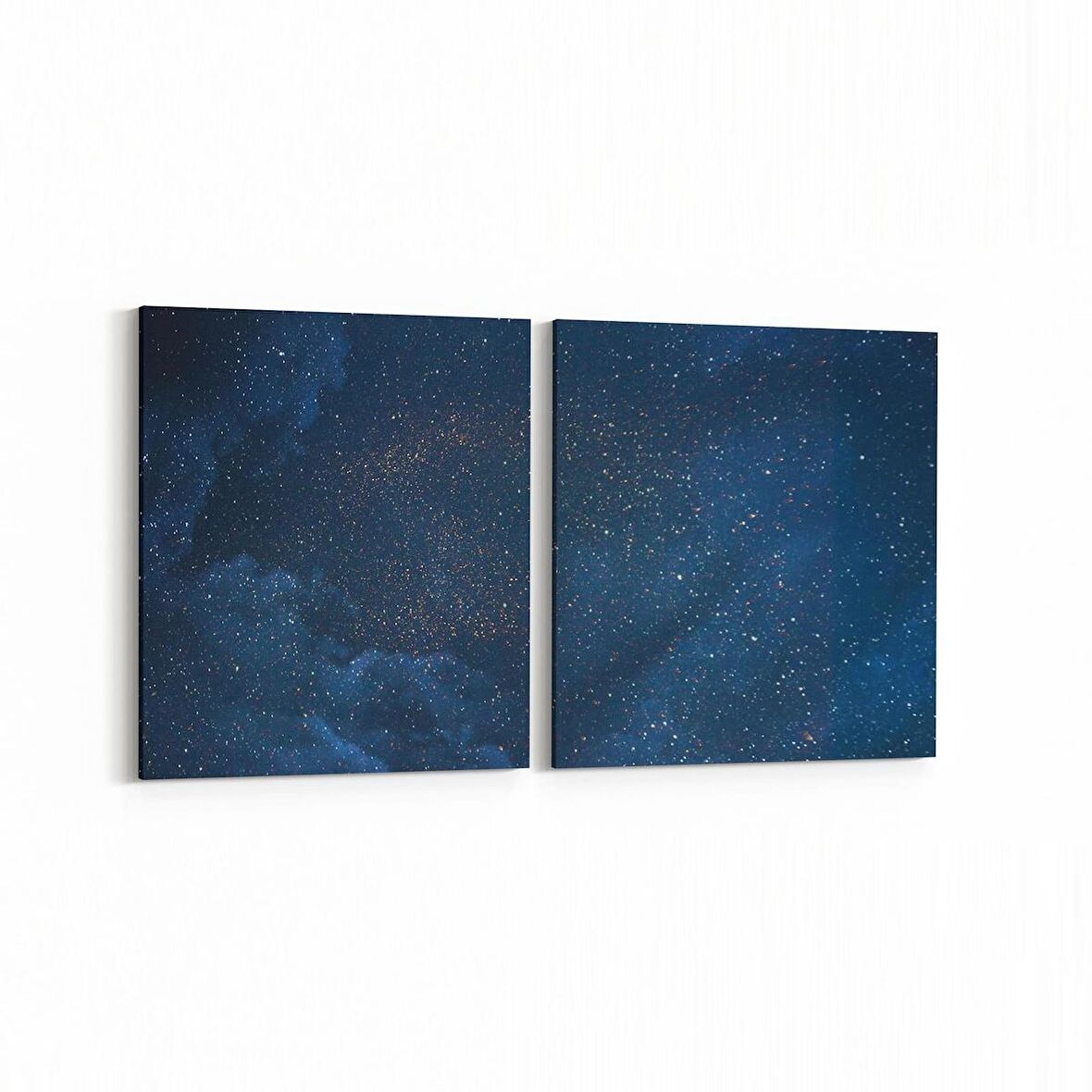Olla 14733K2Y Gece Gökyüzü Görseli Kare 2'li Yatay Kanvas Tablo (Ölçü: 85X40)