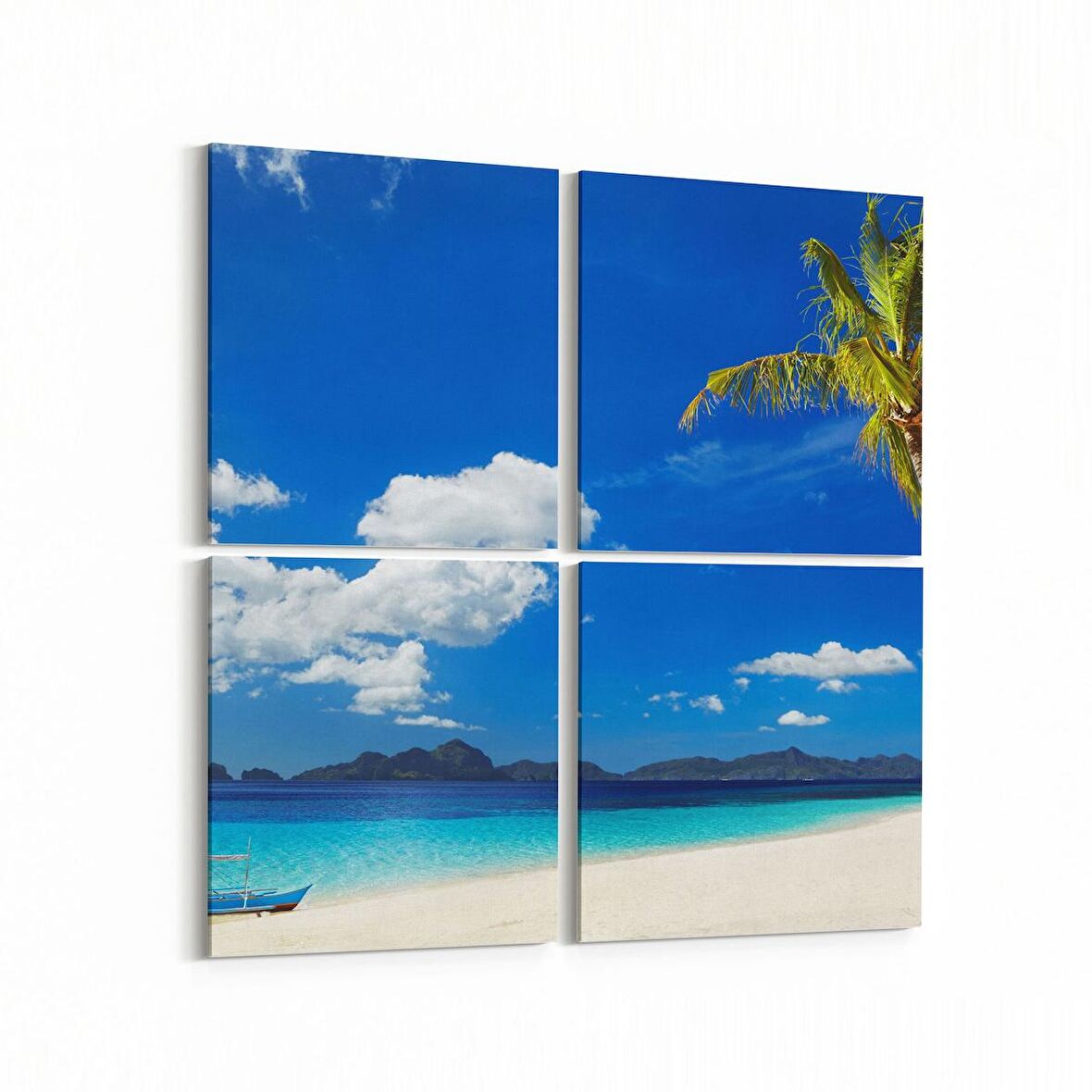 Olla 16403K4 Kumsal / Sahil Görseli Kare 4'lü Kanvas Tablo (Ölçü: 65X65)