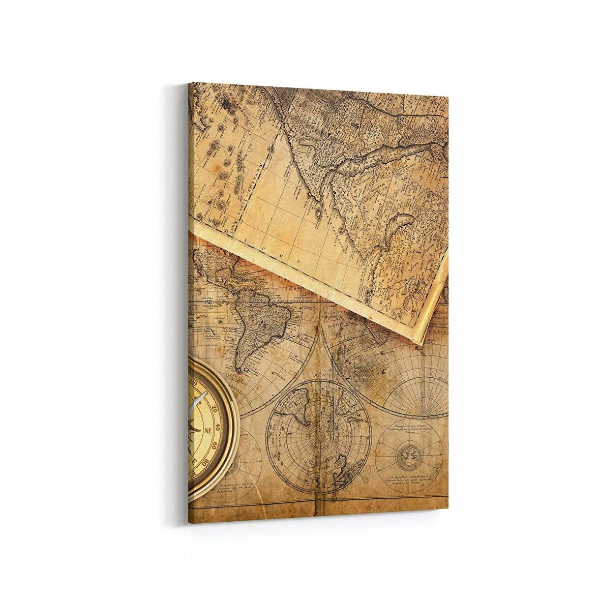 Olla 16216D Harita Görseli Dikey Kanvas Tablo (Ölçü: 80X120)