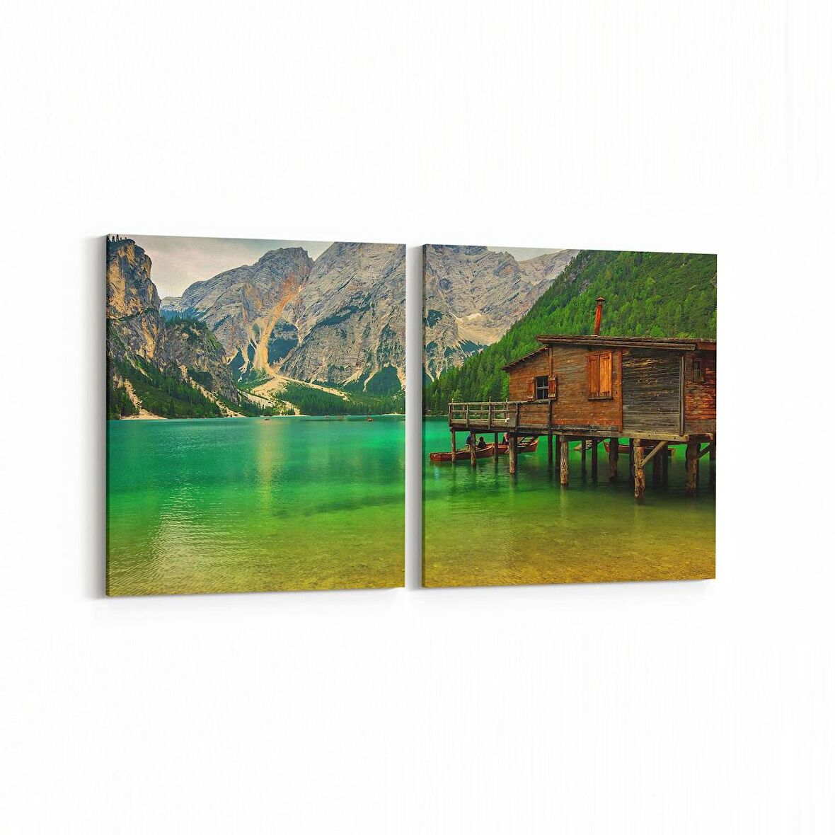 Olla 13678K2Y Doğa / Manzara Görseli Kare 2'li Yatay Kanvas Tablo (Ölçü: 125X60)