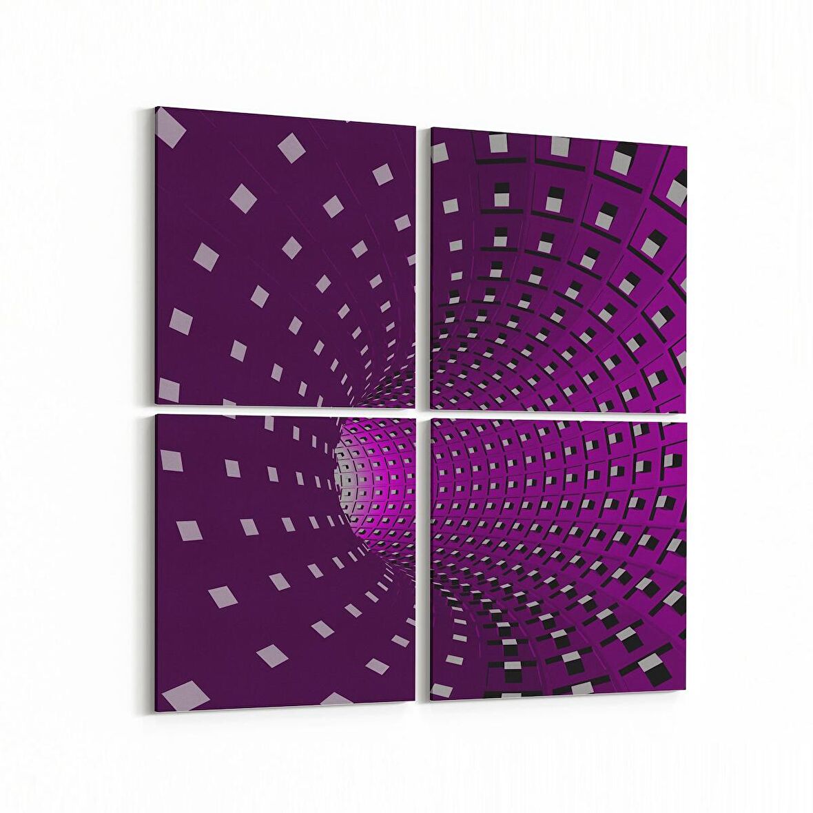 Olla 10257K4 Abstract Girdap Görsel Kare 4'lü Kanvas Tablo (Ölçü: 145X145)