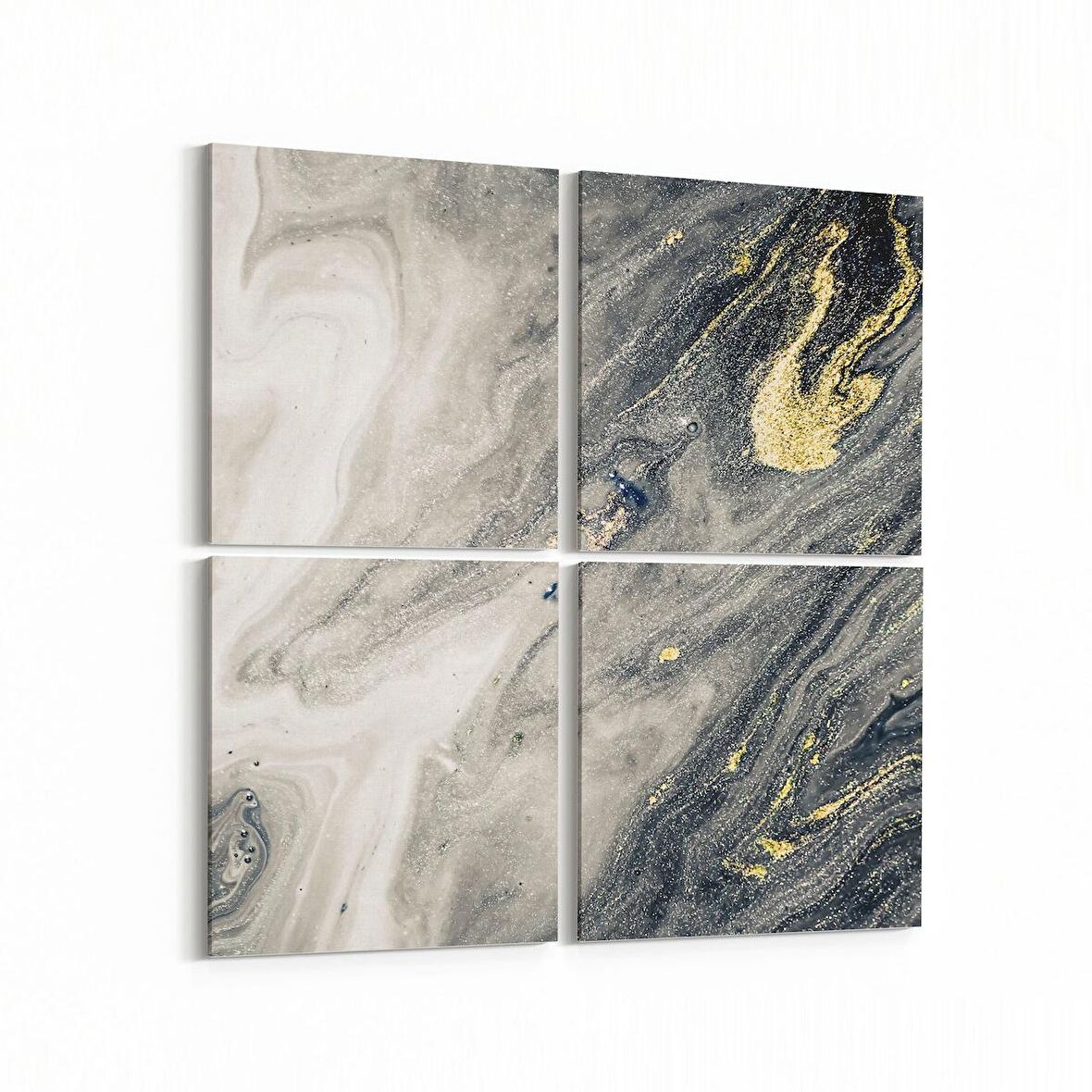 Olla 16669K4 Mermer Desen Görsel Kare 4'lü Kanvas Tablo (Ölçü: 145X145)