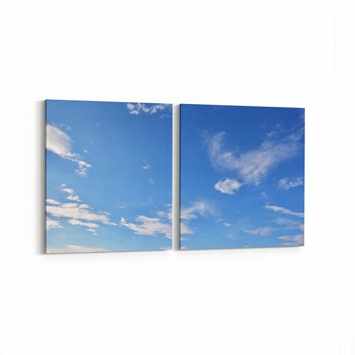 Olla 15664K2Y Gökyüzü Bulut Görseli Kare 2'li Yatay Kanvas Tablo (Ölçü: 125X60)