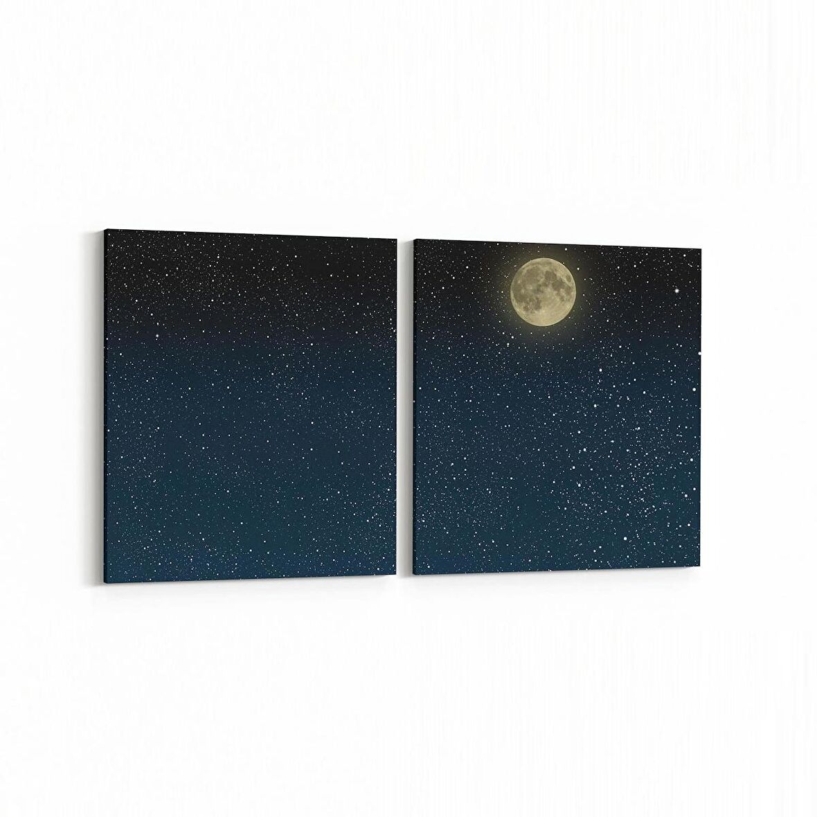 Olla 14763K2Y Gece Gökyüzü Görseli Kare 2'li Yatay Kanvas Tablo (Ölçü: 65X30)