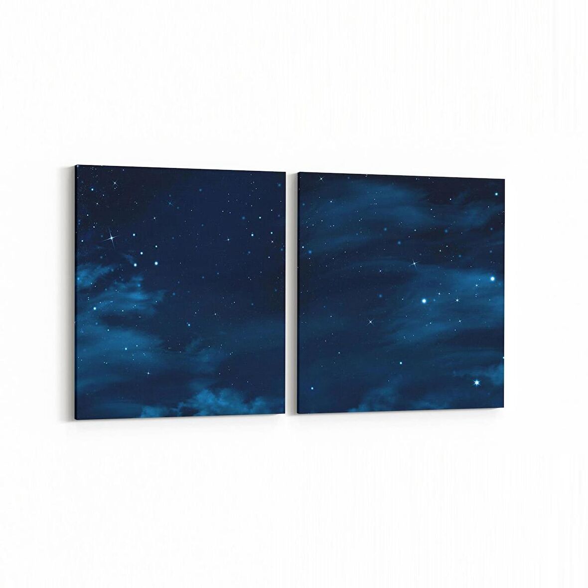 Olla 14741K2Y Gece Gökyüzü Görseli Kare 2'li Yatay Kanvas Tablo (Ölçü: 145X70)