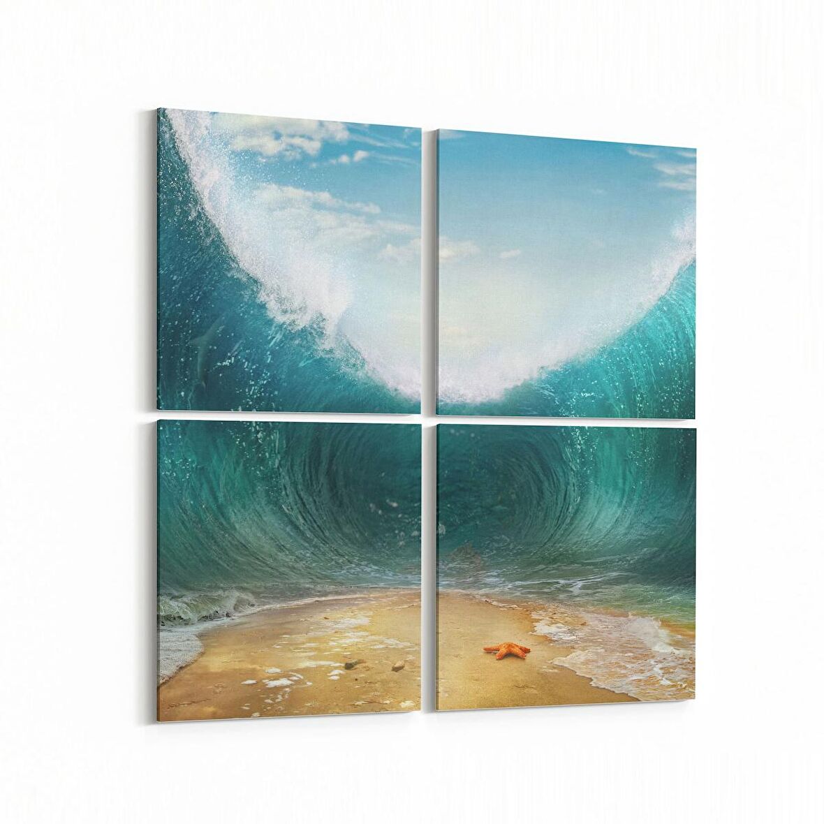Olla 16419K4 Kumsal / Sahil Görseli Kare 4'lü Kanvas Tablo (Ölçü: 145X145)