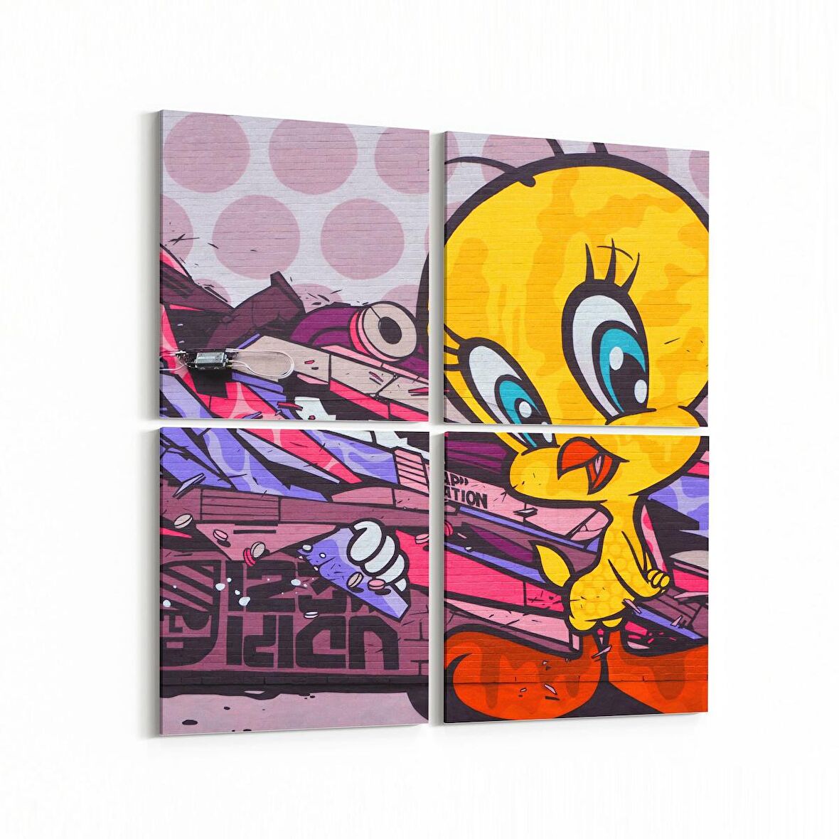 Olla 12765K4 Çocuk Odası Görseli 4'lü Kanvas Tablo (Ölçü: 145X145)