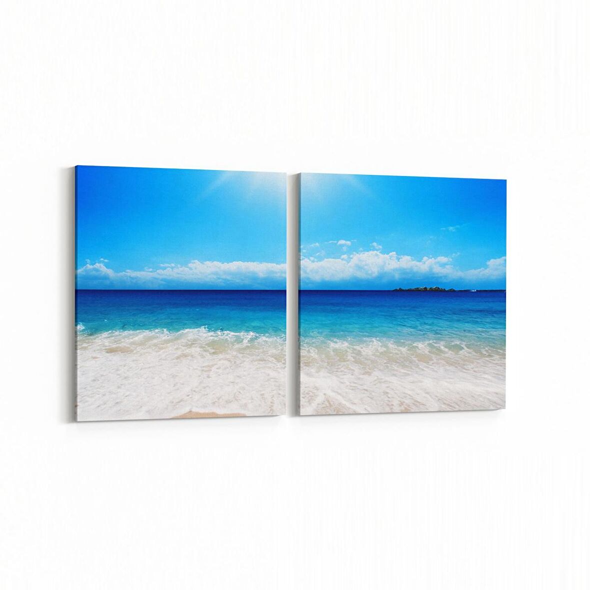 Olla 16526K2Y Kumsal / Sahil Görseli Kare 2'li Yatay Kanvas Tablo (Ölçü: 145X70)