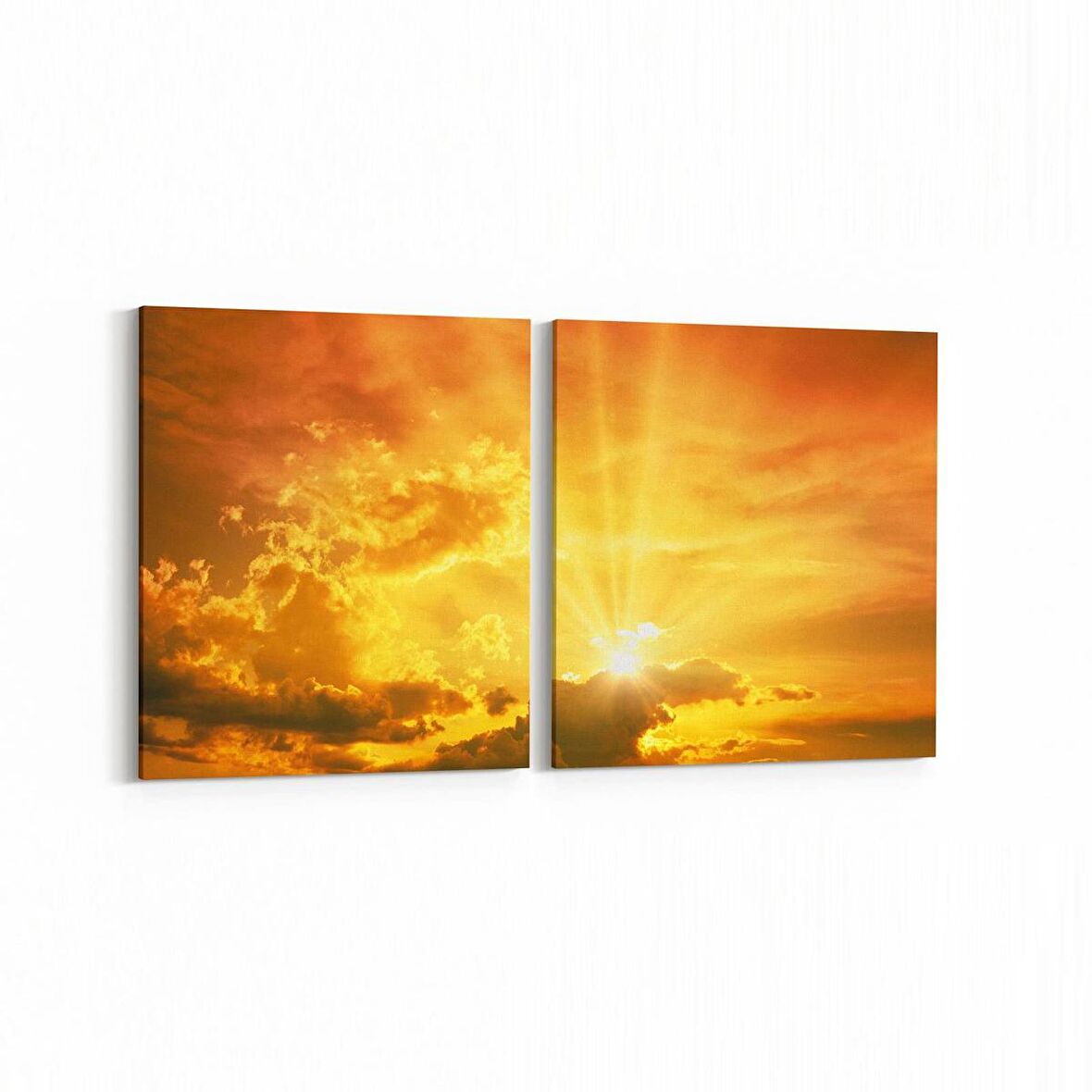 Olla 16117K2Y Günbatımı Görseli Kare 2'li Yatay Kanvas Tablo (Ölçü: 65X30)