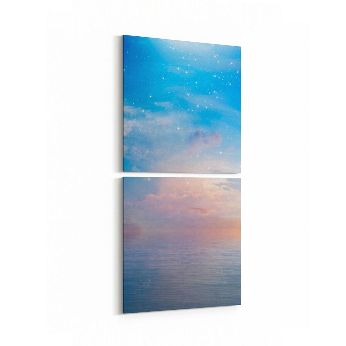 Olla 15912K2D Günbatımı Görseli Kare 2'li Dikey Kanvas Tablo (Ölçü: 30X65)