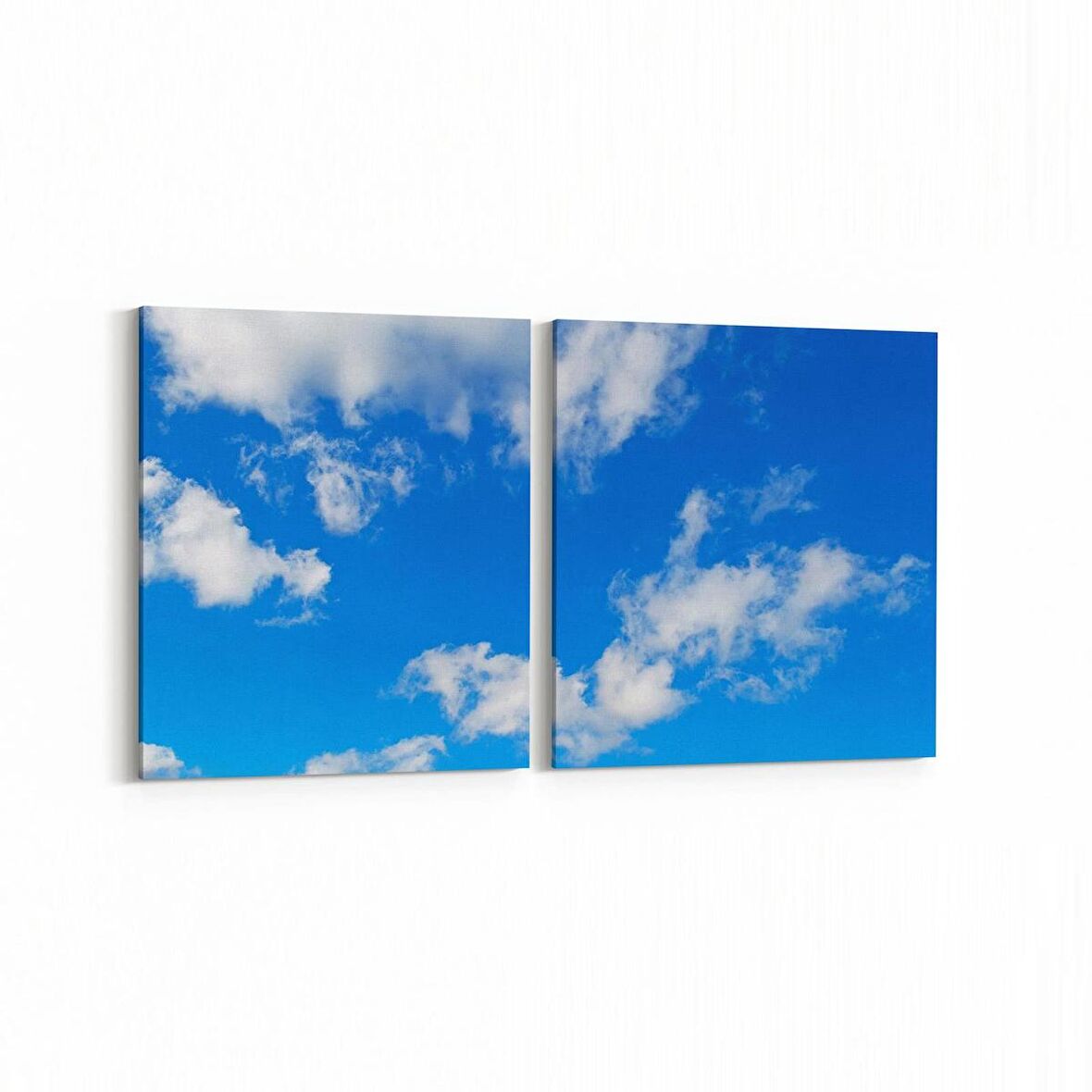 Olla 15540K2Y Gökyüzü Bulut Görseli Kare 2'li Yatay Kanvas Tablo (Ölçü: 105X50)