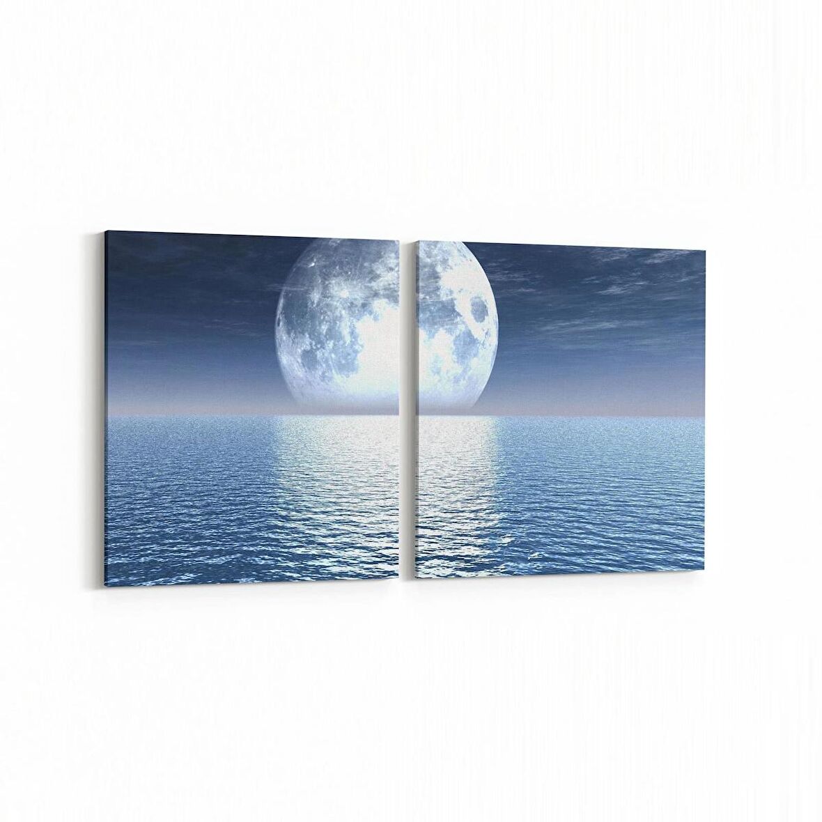 Olla 14756K2Y Gece Gökyüzü Görseli Kare 2'li Yatay Kanvas Tablo (Ölçü: 145X70)