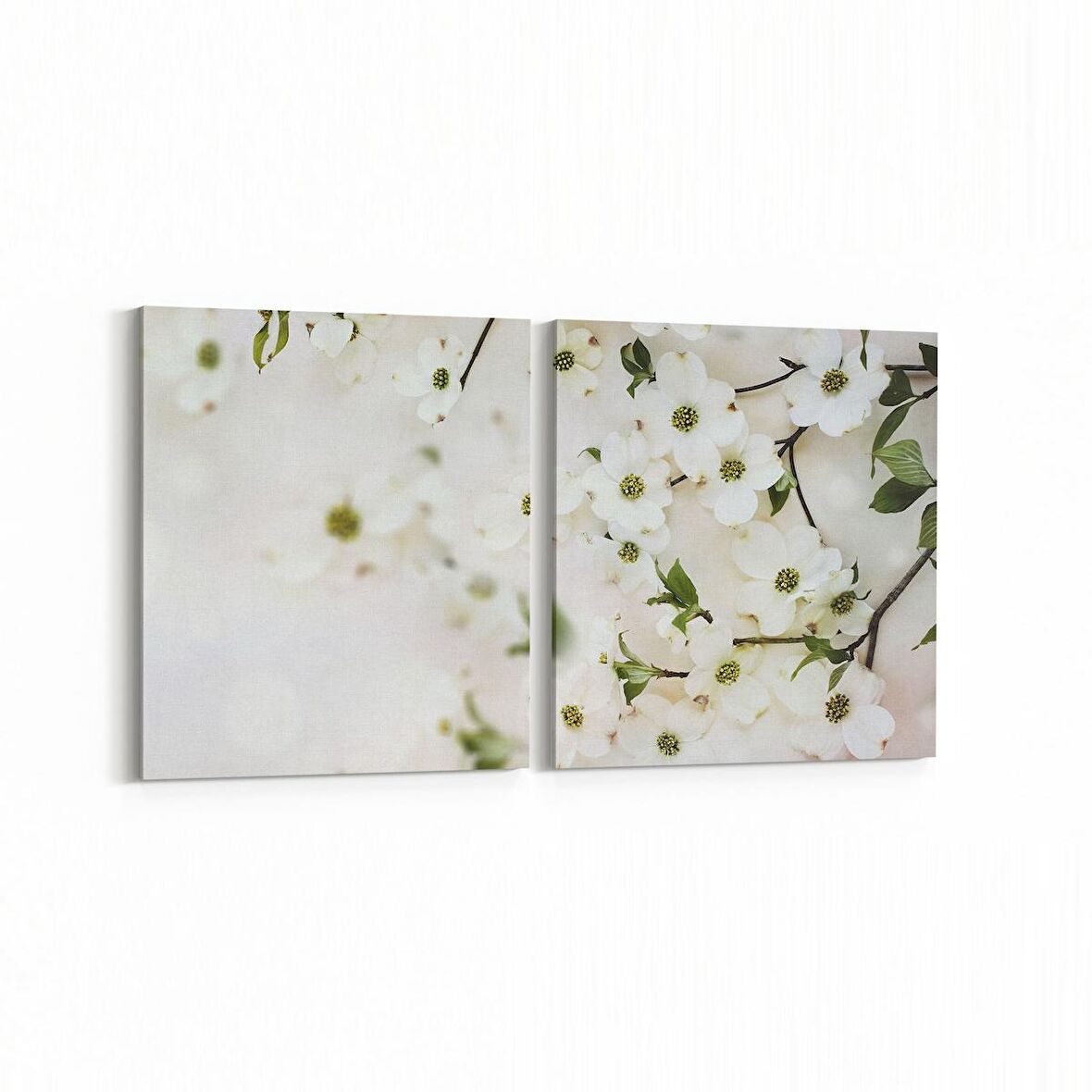 Olla 10958K2Y Ağaç Görseli Kare 2'li Yatay Kanvas Tablo (Ölçü: 125X60)