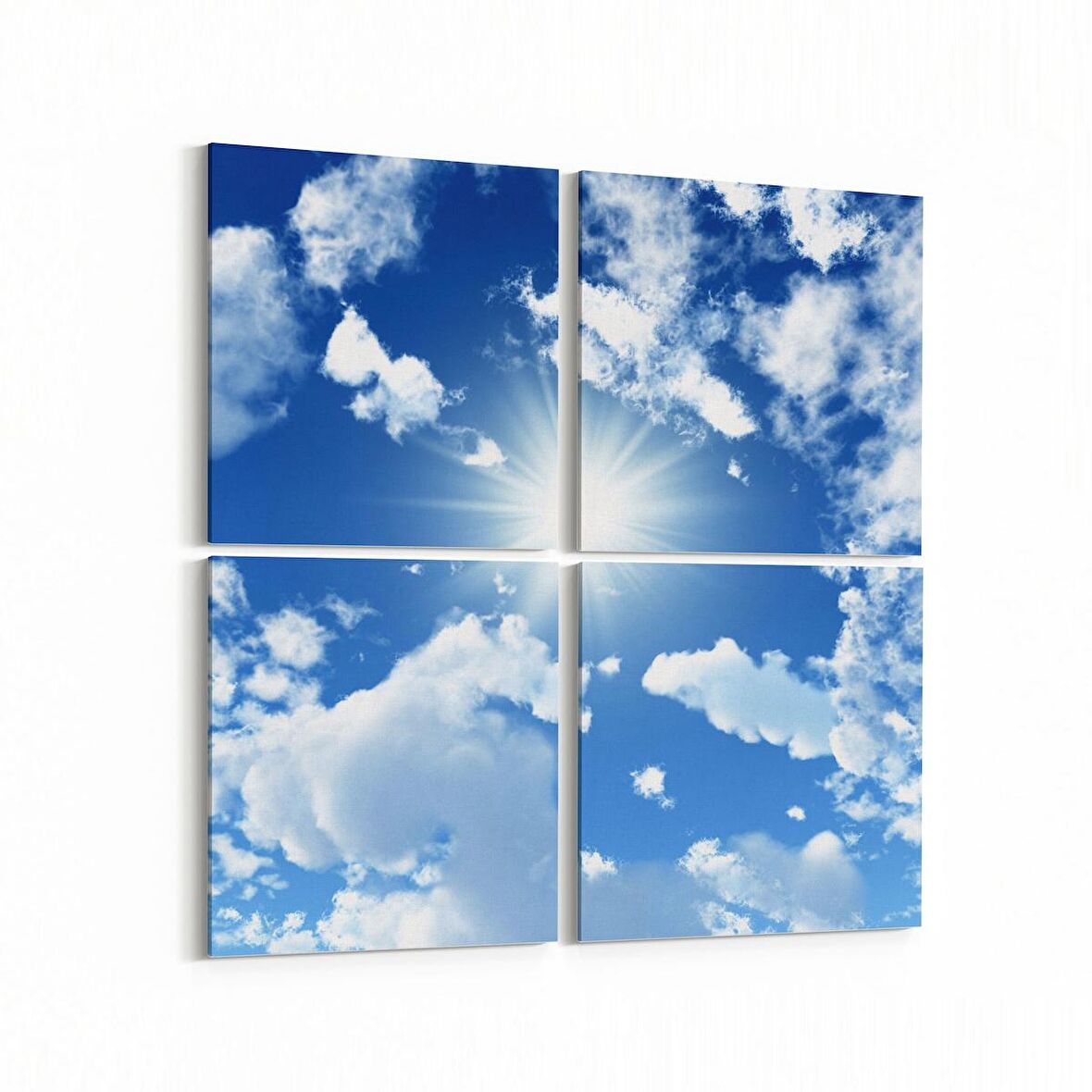 Olla 15475K4 Gökyüzü Bulut Görseli Kare 4'lü Kanvas Tablo (Ölçü: 105X105)