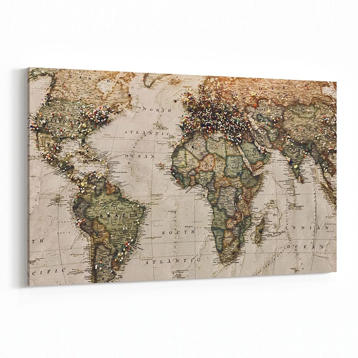 Olla 16145Y Harita Görseli Yatay Kanvas Tablo (Ölçü: 70X50)