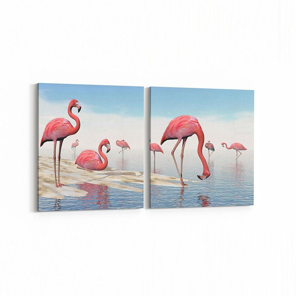 Olla 12546K2Y Hayvanlar Alemi Görseli Kare 2'li Yatay Kanvas Tablo (Ölçü: 145X70)