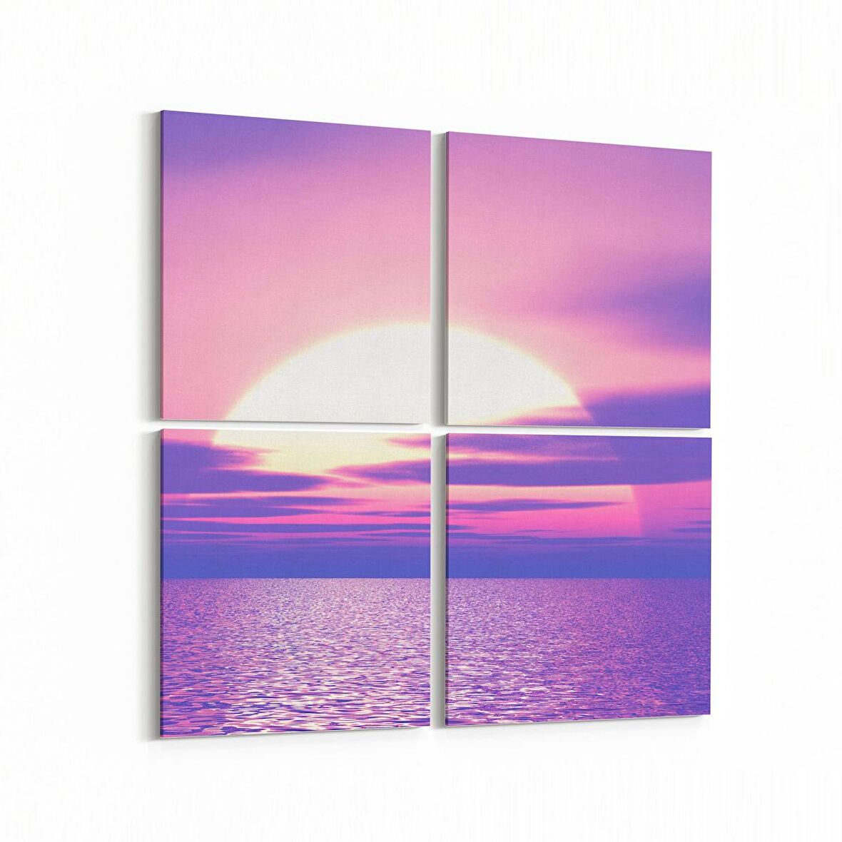 Olla 15961K4 Günbatımı Görseli Kare 4'lü Kanvas Tablo (Ölçü: 145X145)