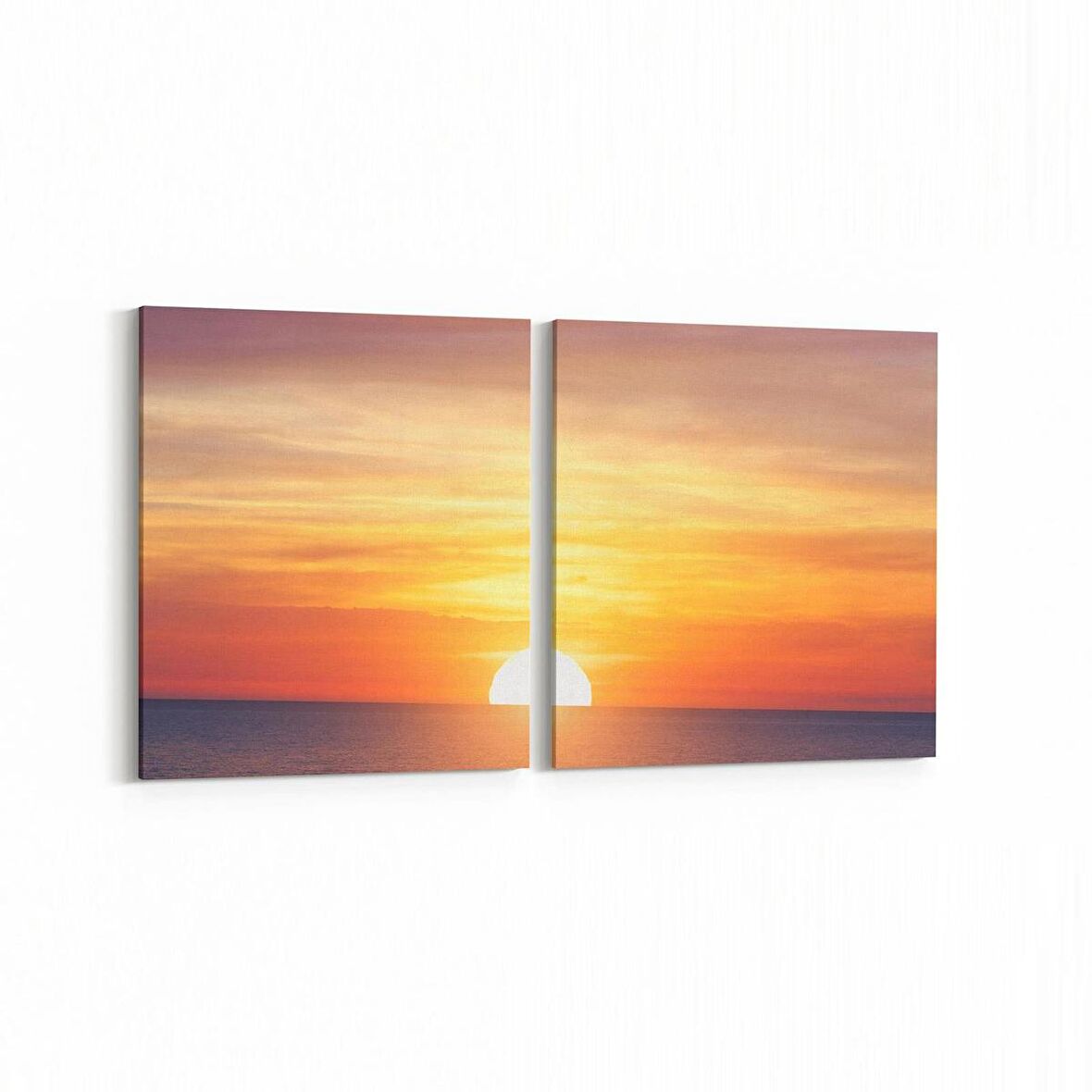Olla 15910K2Y Günbatımı Görseli Kare 2'li Yatay Kanvas Tablo (Ölçü: 125X60)