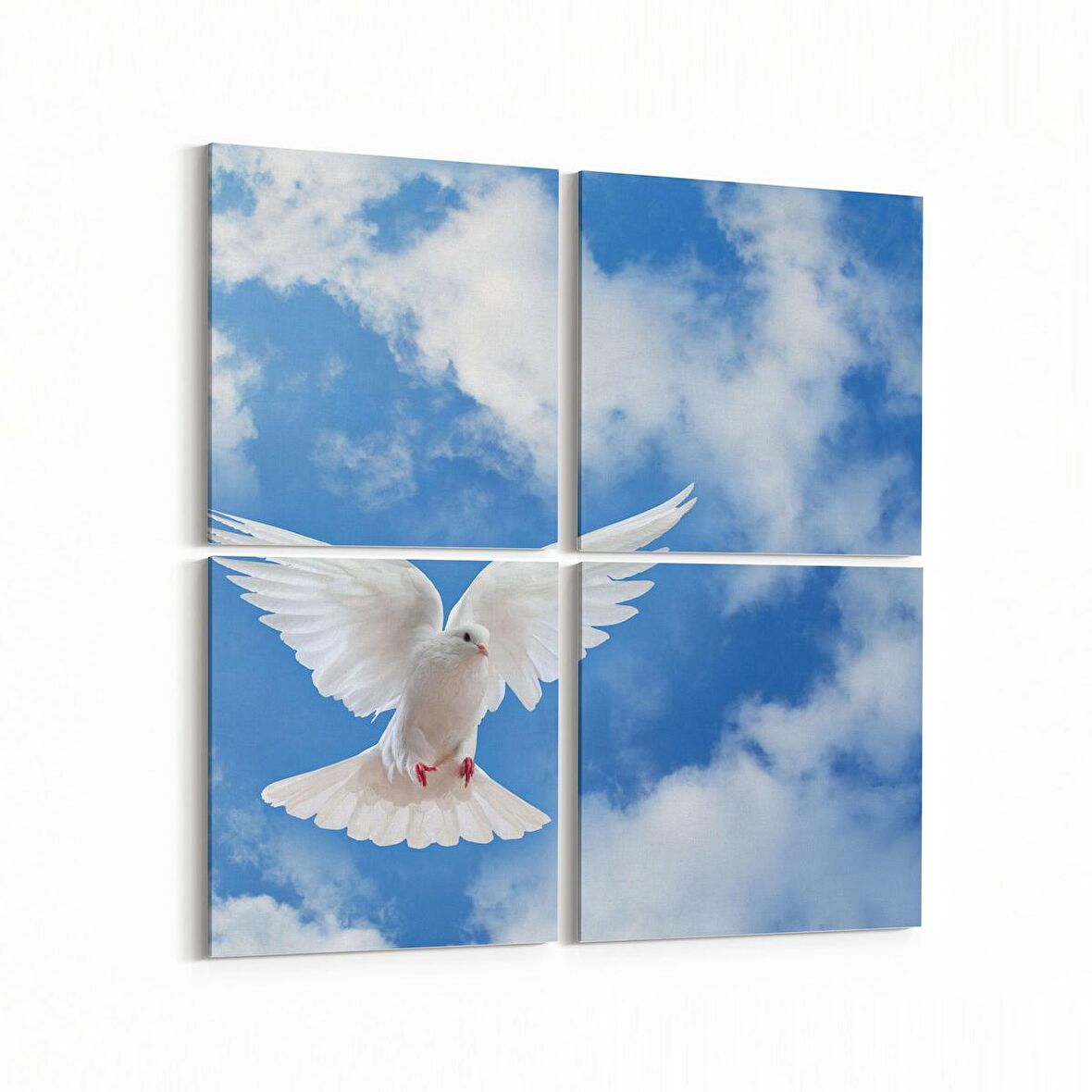 Olla 15880K4 Gökyüzü Kuşlar Görseli Kare 4'lü Kanvas Tablo (Ölçü: 125X125)