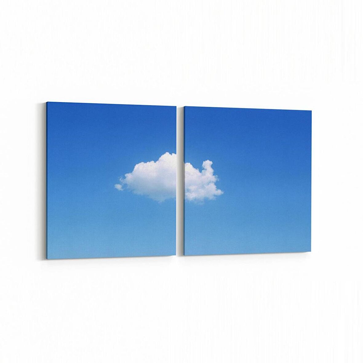 Olla 15411K2Y Gökyüzü Bulut Görseli Kare 2'li Yatay Kanvas Tablo (Ölçü: 145X70)