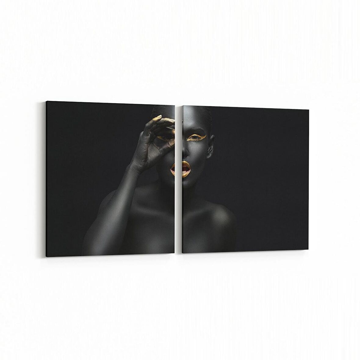 Olla 16834K2Y Model / Manken Görseli 2'li Yatay Kanvas Tablo (Ölçü: 145X70)