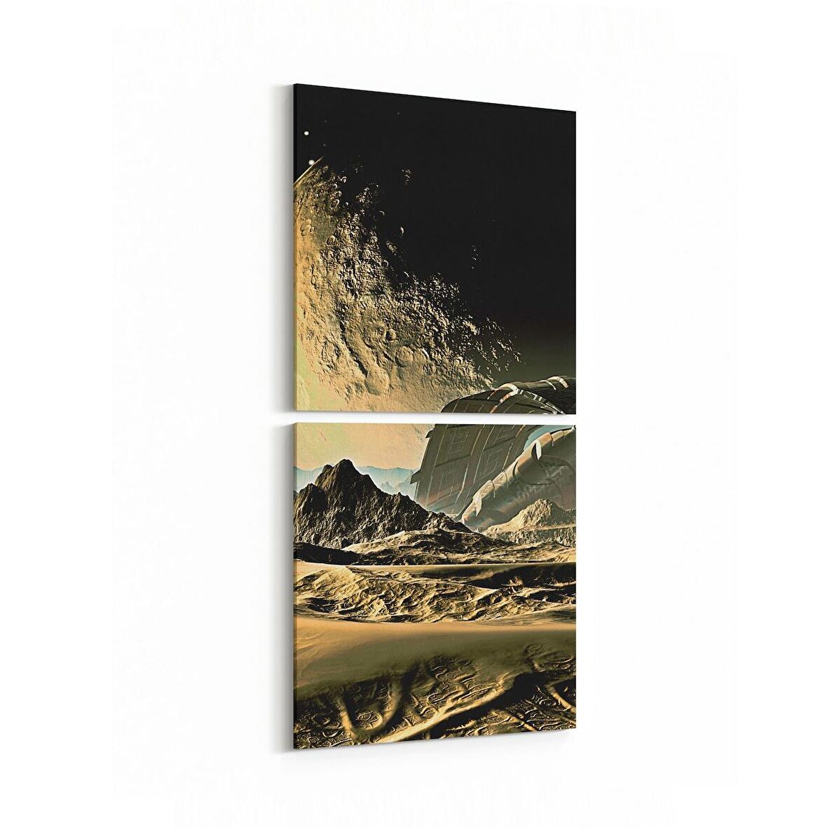Olla 17603K2D Uzay Görseli Kare 2'li Dikey Kanvas Tablo (Ölçü: 30X65)