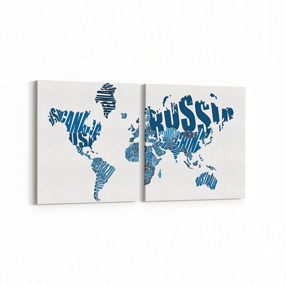 Olla 16179K2Y Harita Görseli Kare 2'li Yatay Kanvas Tablo (Ölçü: 125X60)