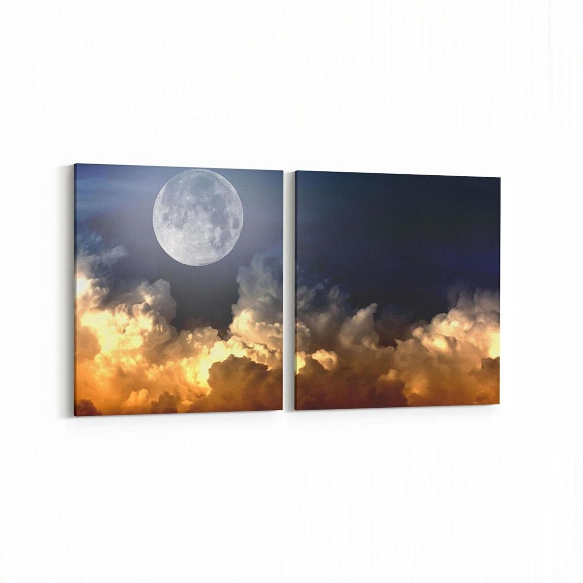 Olla 14649K2Y Gece Gökyüzü Görseli Kare 2'li Yatay Kanvas Tablo (Ölçü: 145X70)