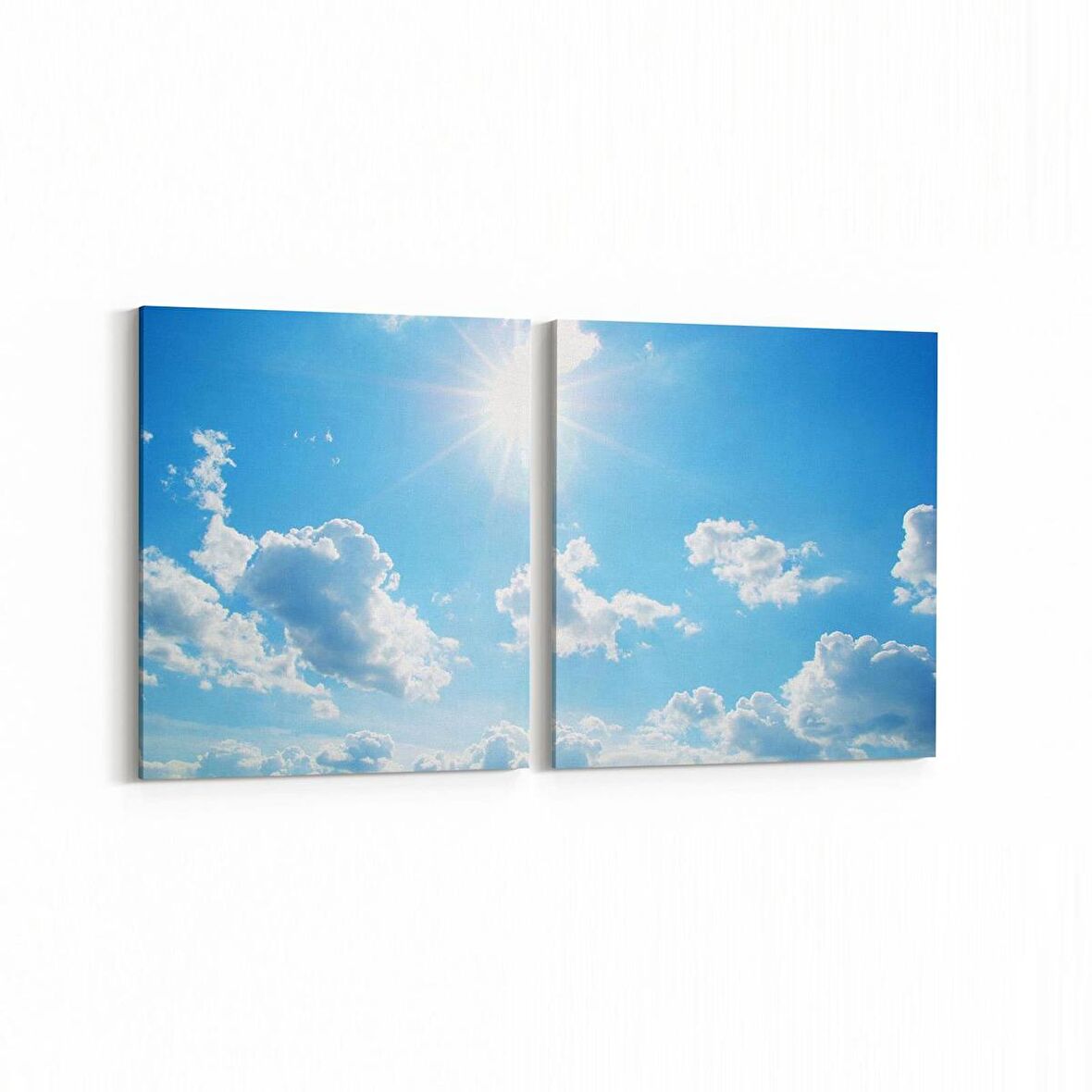 Olla 15750K2Y Gökyüzü Bulut Görseli Kare 2'li Yatay Kanvas Tablo (Ölçü: 145X70)