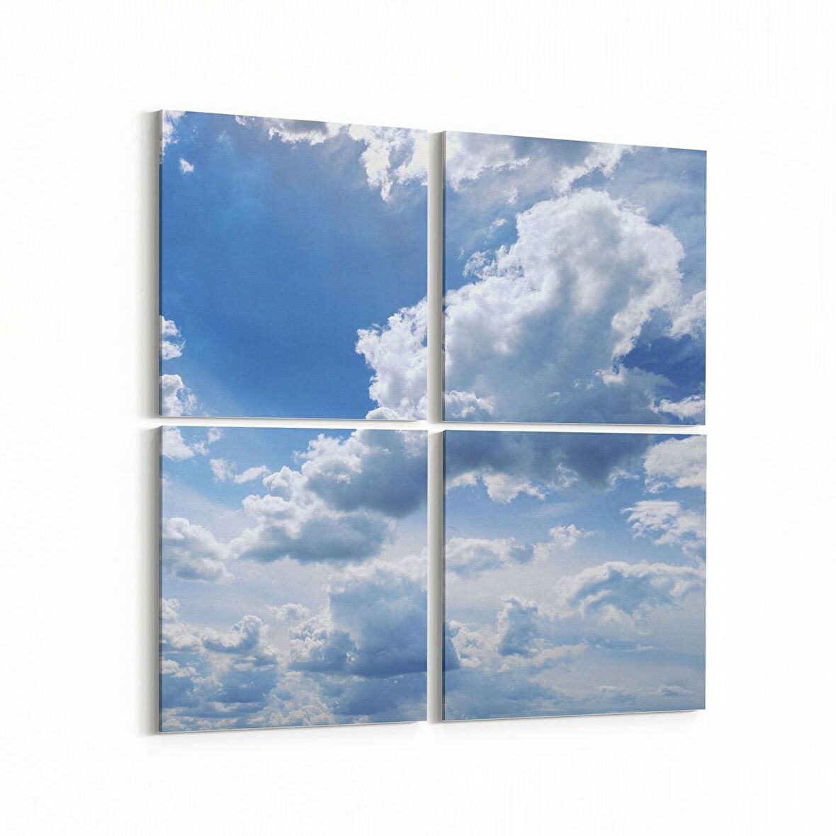 Olla 15593K4 Gökyüzü Bulut Görseli Kare 4'lü Kanvas Tablo (Ölçü: 145X145)
