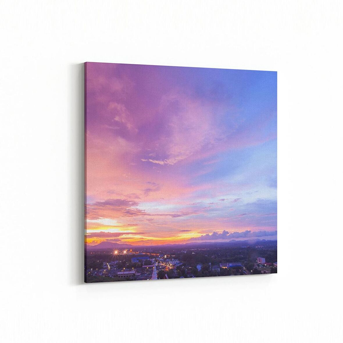 Olla 15927K Günbatımı Görseli Kare Kanvas Tablo (Ölçü: 25X25)