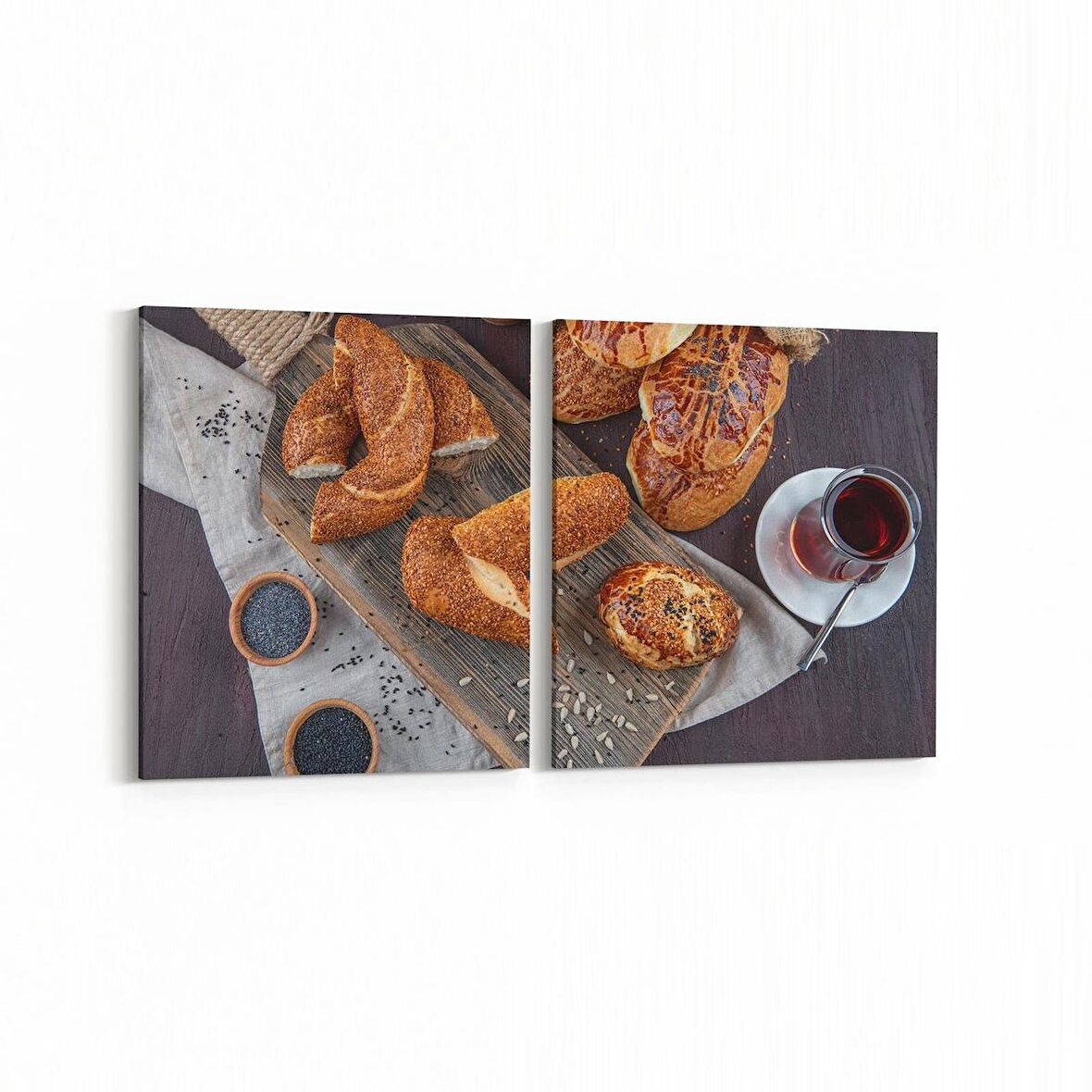 Olla 15075K2Y Gıda Görseli Kare 2'li Yatay Kanvas Tablo (Ölçü: 65X30)