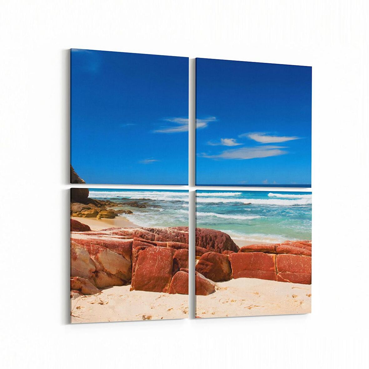 Olla 16357K4 Kumsal / Sahil Görseli Kare 4'lü Kanvas Tablo (Ölçü: 145X145)