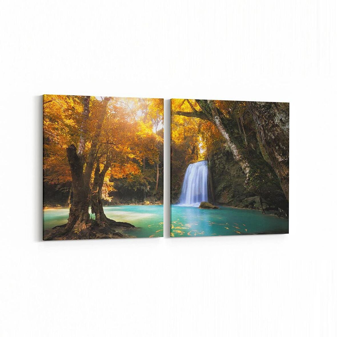 Olla 13603K2Y Doğa / Manzara Görseli Kare 2'li Yatay Kanvas Tablo (Ölçü: 105X50)