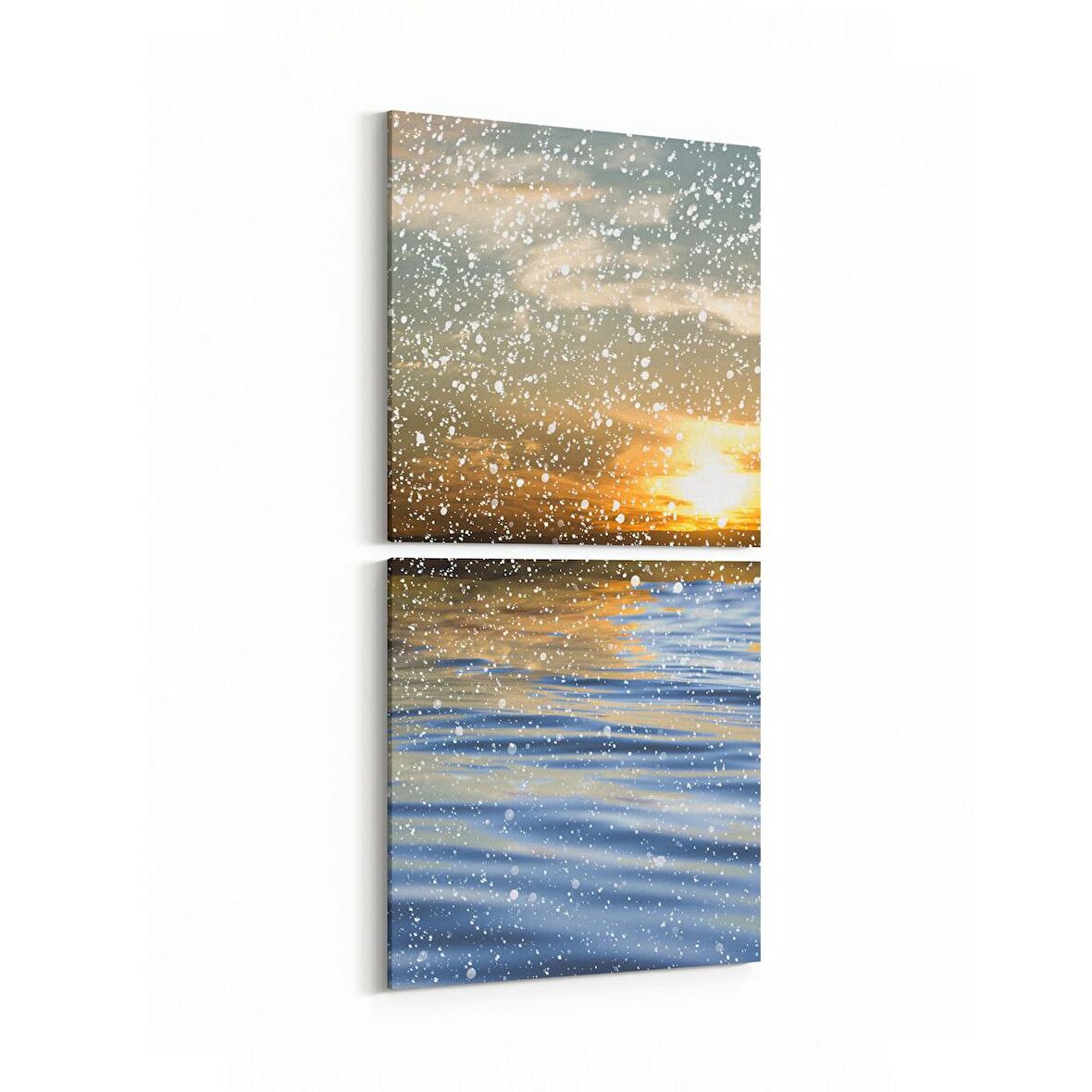 Olla 15985K2D Günbatımı Görseli Kare 2'li Dikey Kanvas Tablo (Ölçü: 30X65)