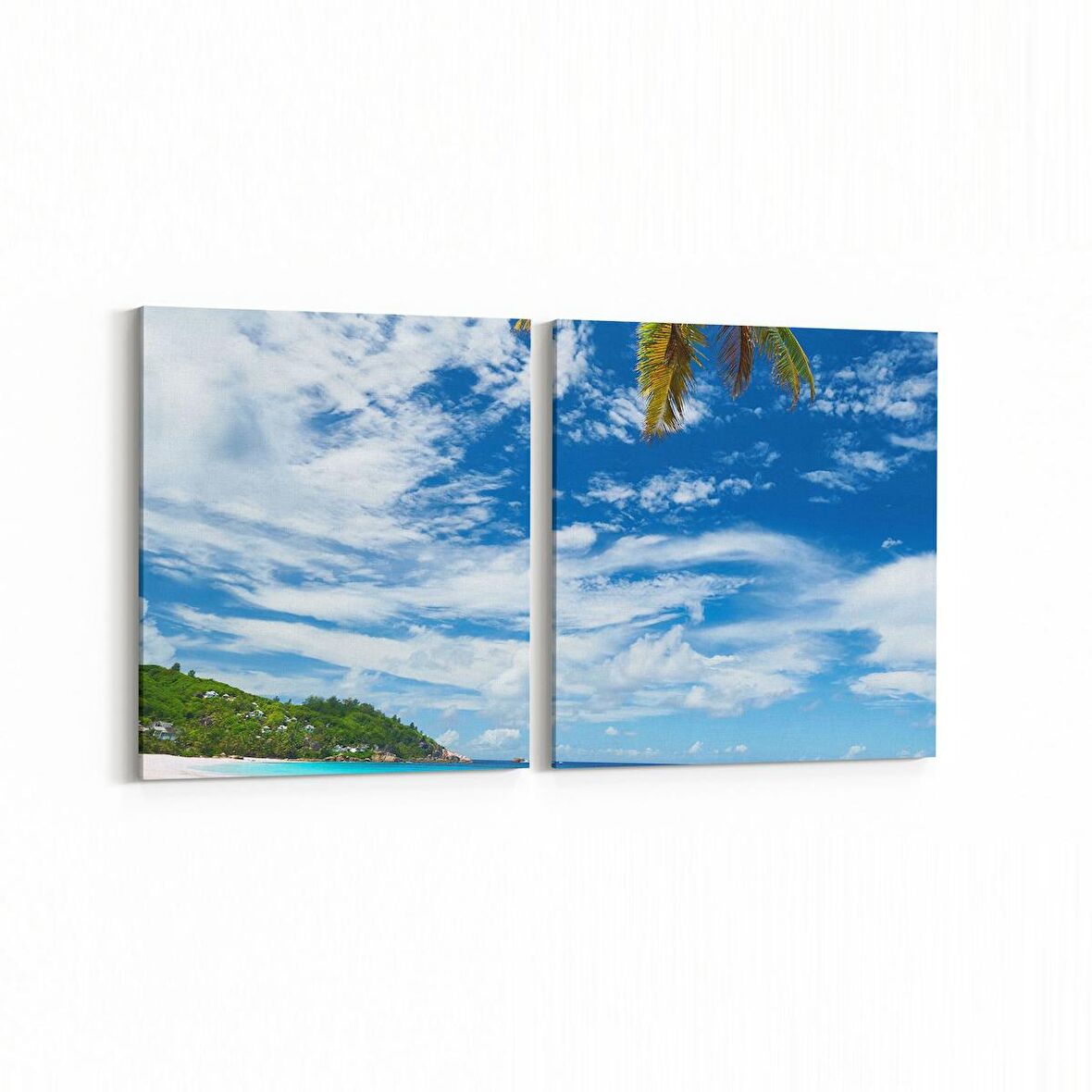 Olla 16471K2Y Kumsal / Sahil Görseli Kare 2'li Yatay Kanvas Tablo (Ölçü: 145X70)