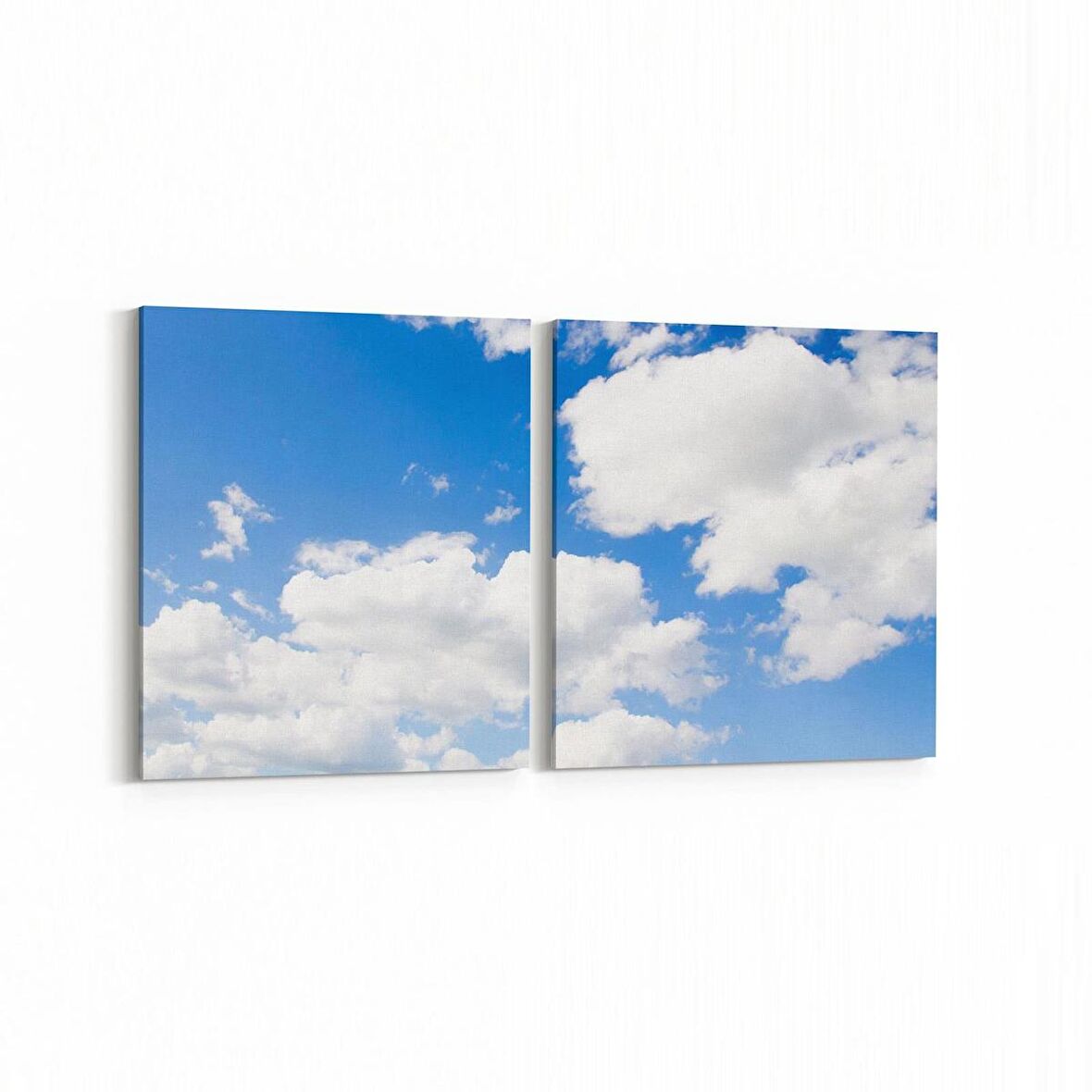 Olla 15597K2Y Gökyüzü Bulut Görseli Kare 2'li Yatay Kanvas Tablo (Ölçü: 125X60)