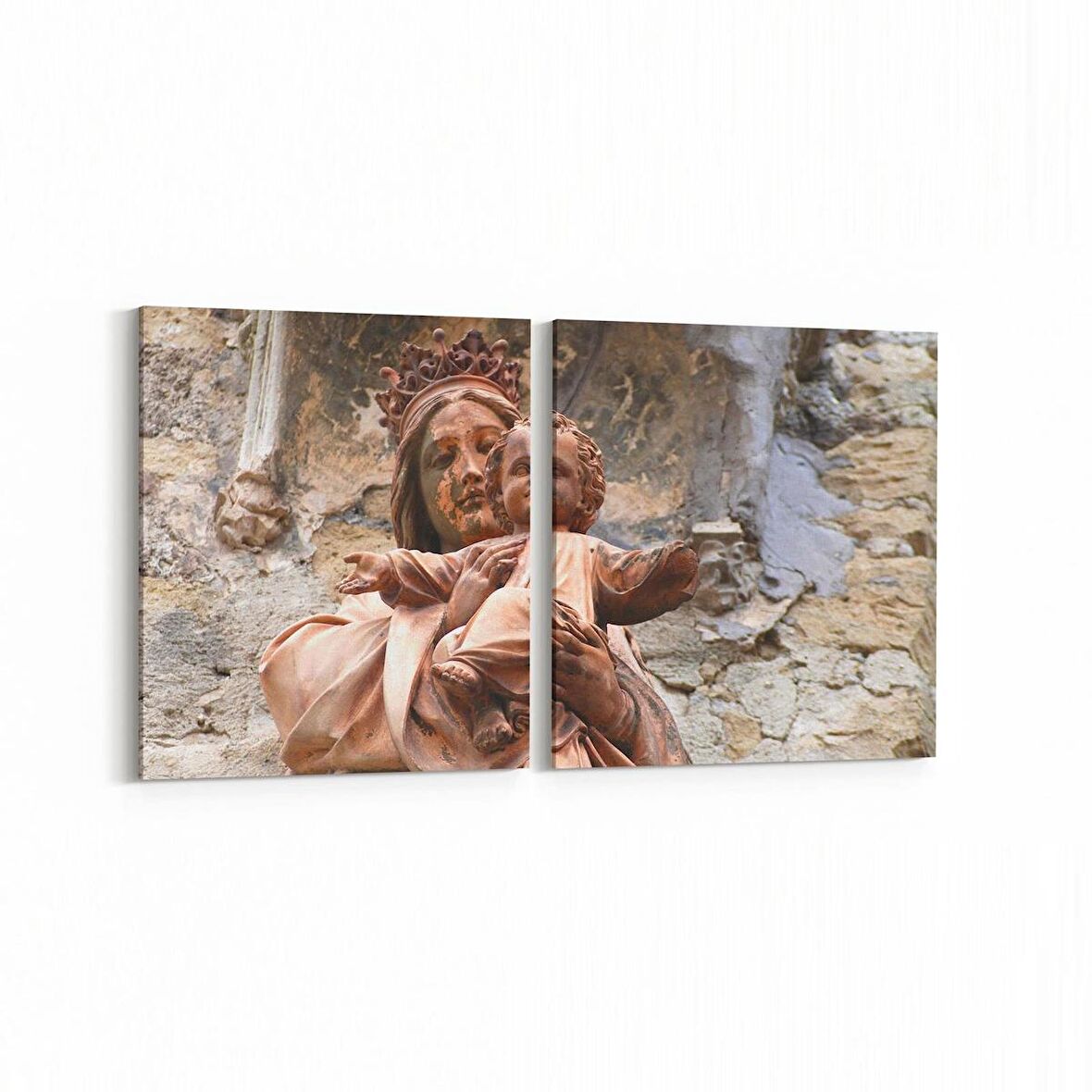 Olla 16251K2Y Heykel / Sanat Görseli Kare 2'li Yatay Kanvas Tablo (Ölçü: 85X40)