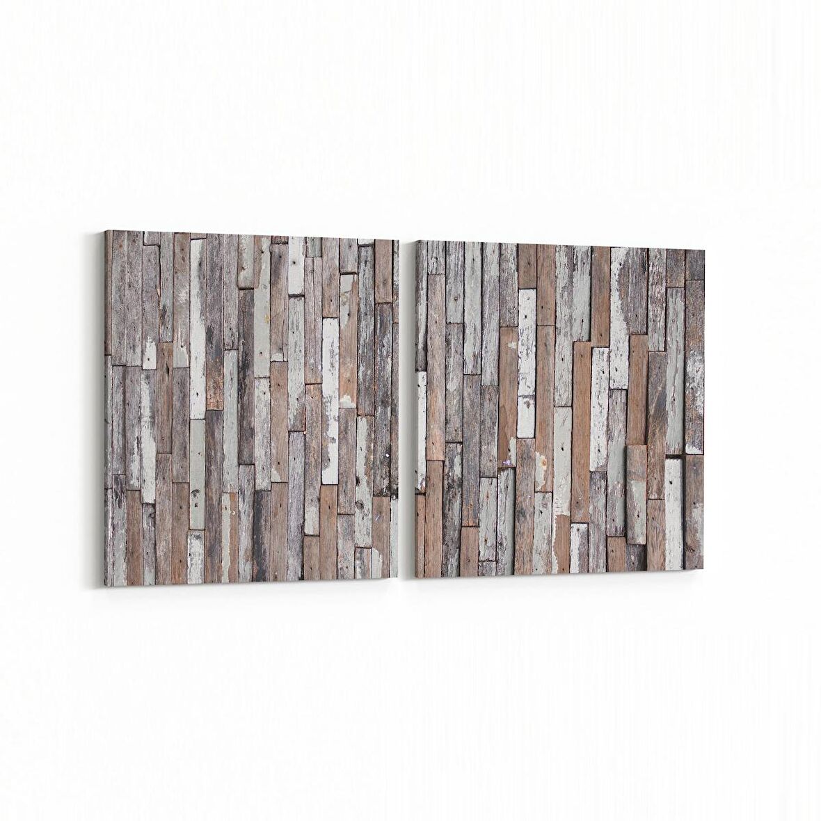 Olla 11981K2Y Ahşap Desen Görseli Kare 2'li Yatay Kanvas Tablo (Ölçü: 105X50)