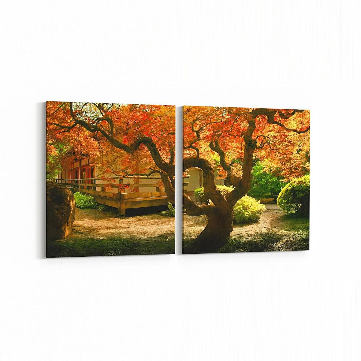 Olla 14588K2Y Doğa / Manzara Görseli Kare 2'li Yatay Kanvas Tablo (Ölçü: 145X70)