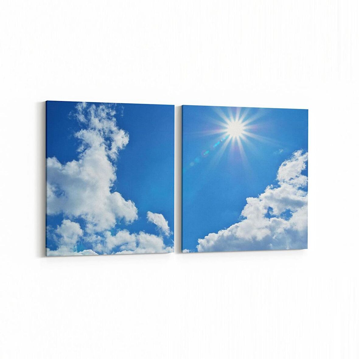 Olla 15481K2Y Gökyüzü Bulut Görseli Kare 2'li Yatay Kanvas Tablo (Ölçü: 145X70)