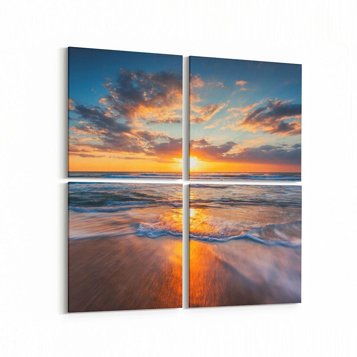 Olla 15901K4 Günbatımı Görseli Kare 4'lü Kanvas Tablo (Ölçü: 65X65)