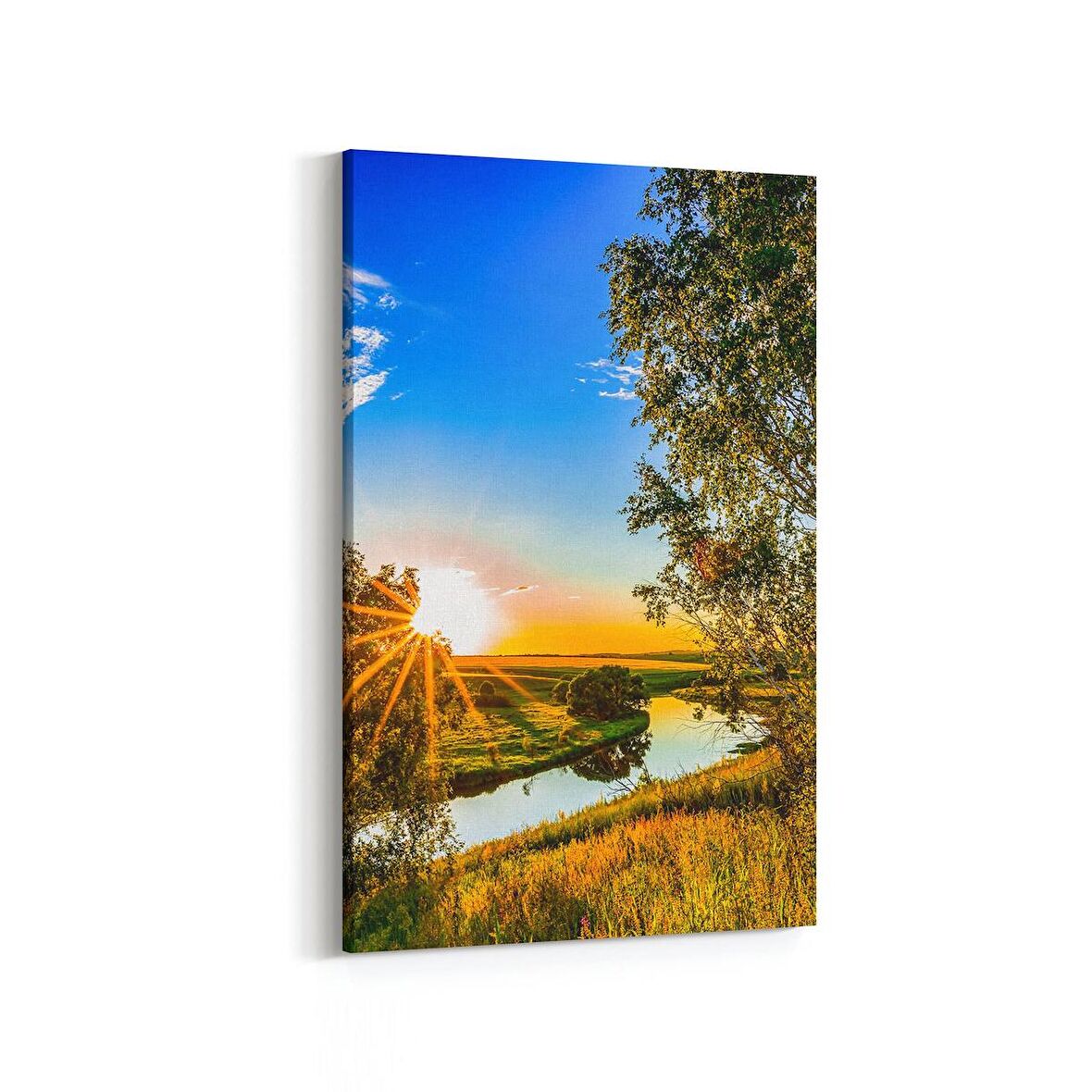 Olla 15973D Günbatımı Görseli Dikey Kanvas Tablo (Ölçü: 60X90)
