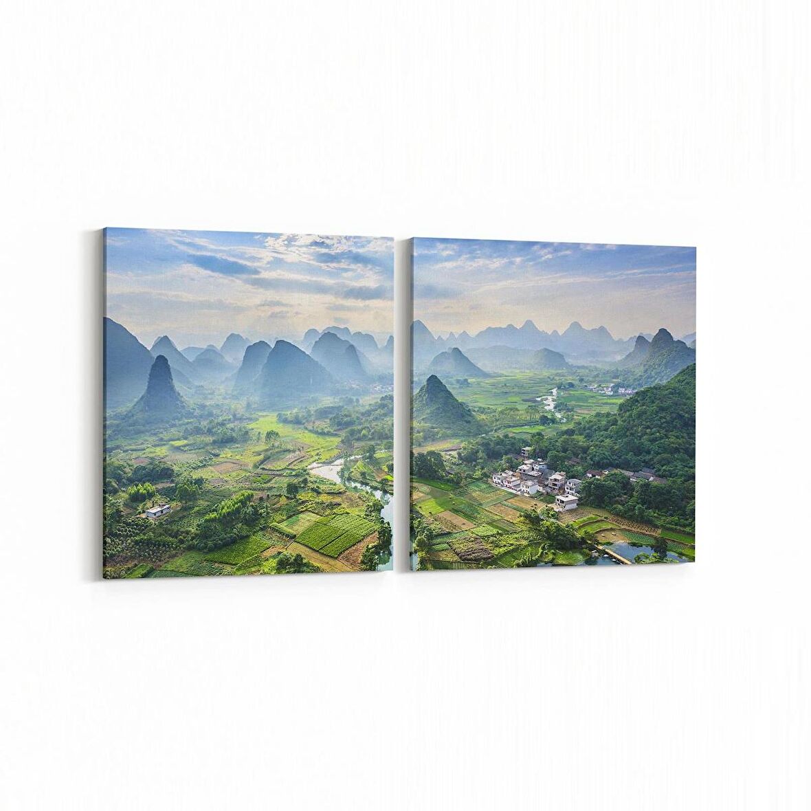 Olla 13901K2Y Doğa / Manzara Görseli Kare 2'li Yatay Kanvas Tablo (Ölçü: 85X40)